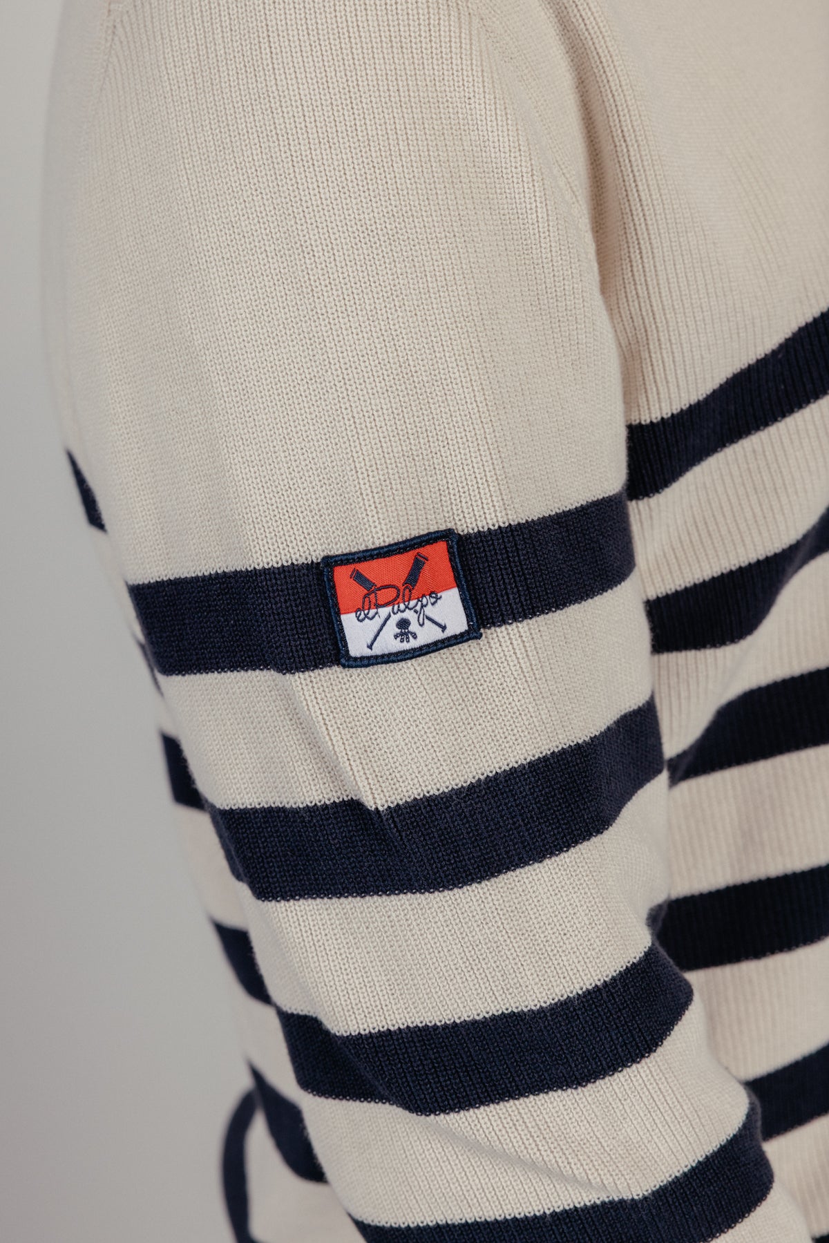 Jersey perkins punto perlado rayas bandera blanco roto