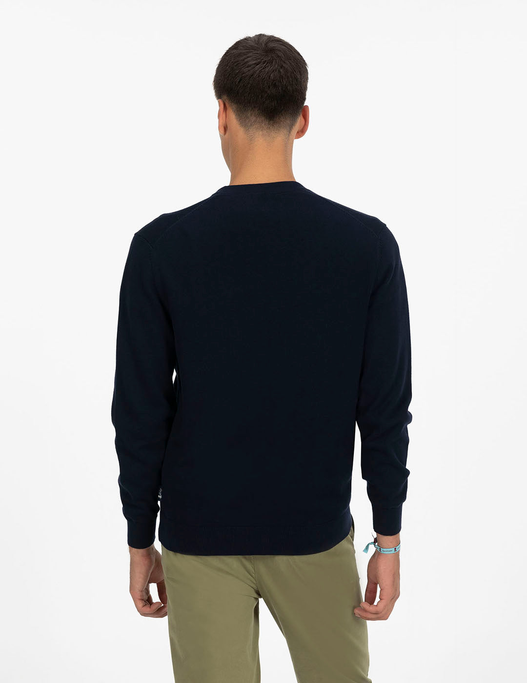 NAVY BLUE EMBROIDERED LOGO BASIC CARDIGAN