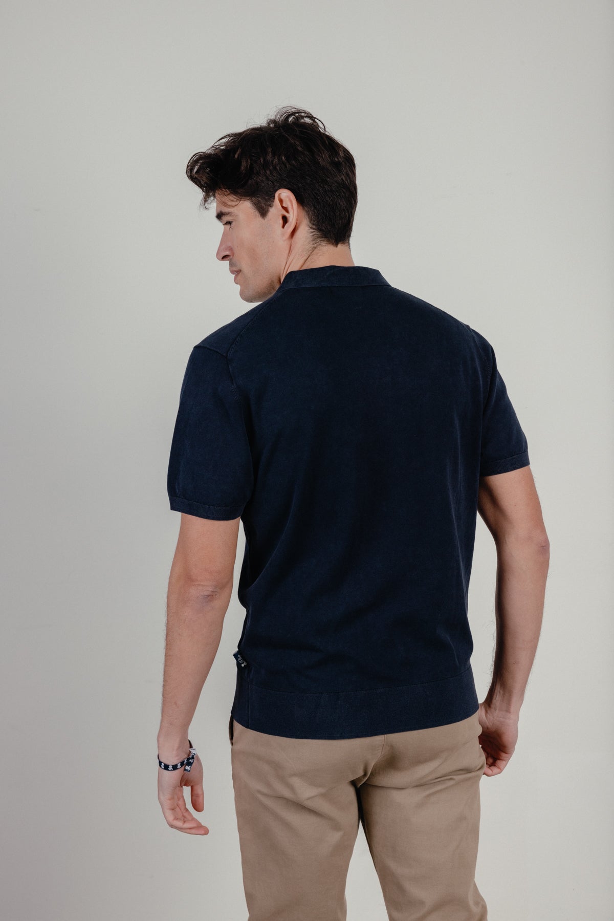 Polo lavado básico azul marino delavé