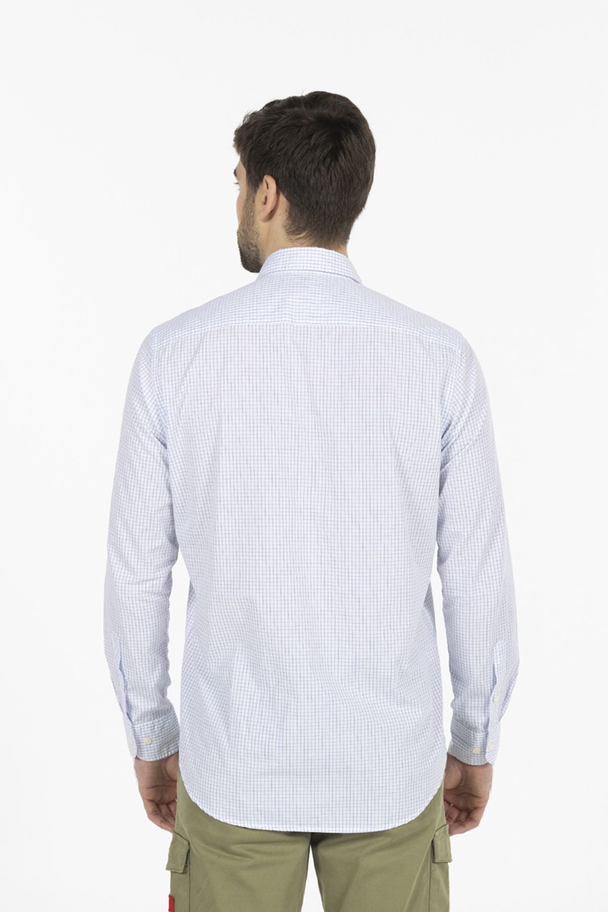 CHECKED SHIRT NARROW STRIPE ROYAL BLUE POPLIN