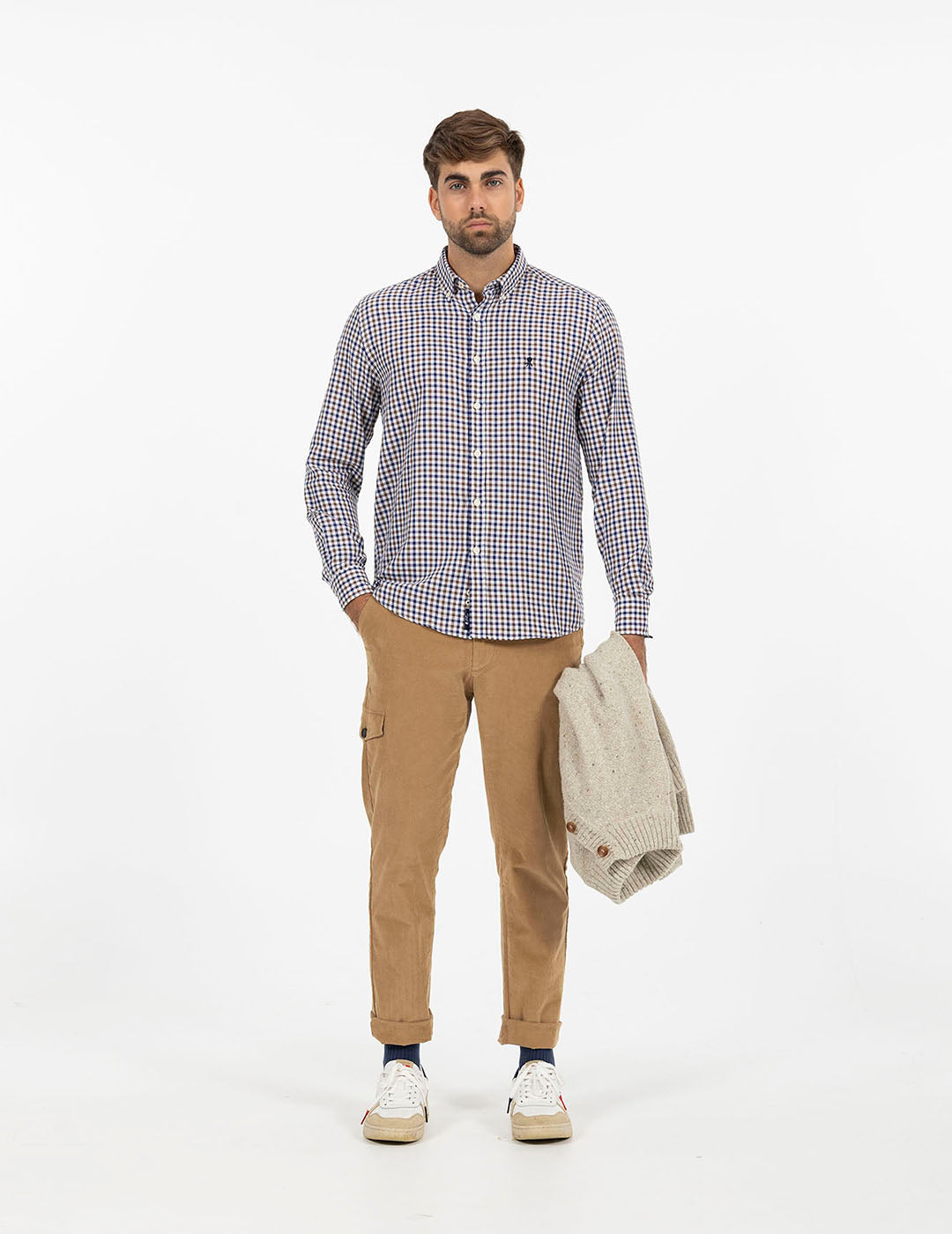 CHOCOLATE BROWN TWO-TONE VICHY CHECK SHIRT