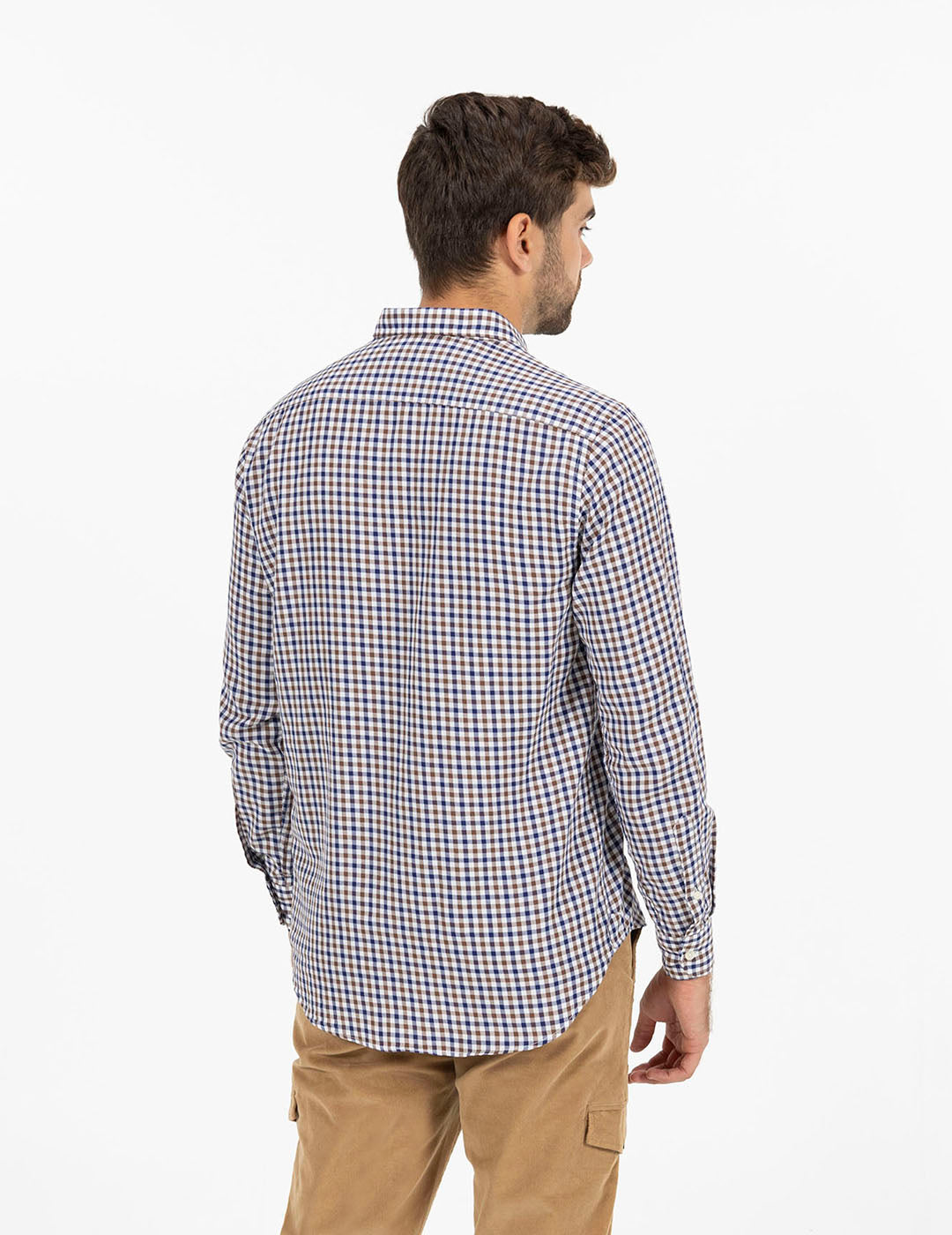 CHOCOLATE BROWN TWO-TONE VICHY CHECK SHIRT