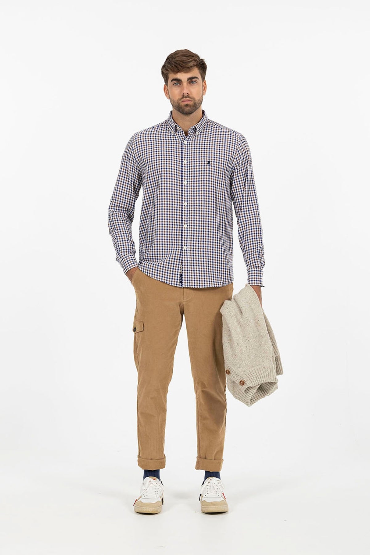 CAMISA CUADRO VICHY BICOLOR MARRÓN CHOCOLATE