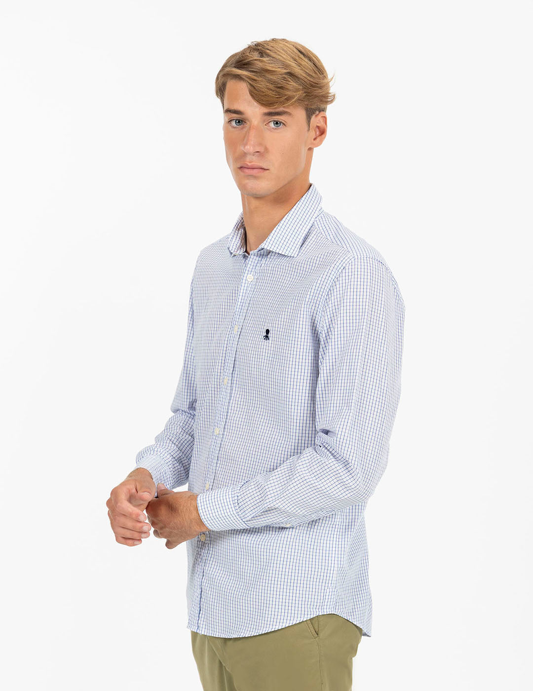 SIMPLE CHECK SHIRT COBALT BLUE POPLIN