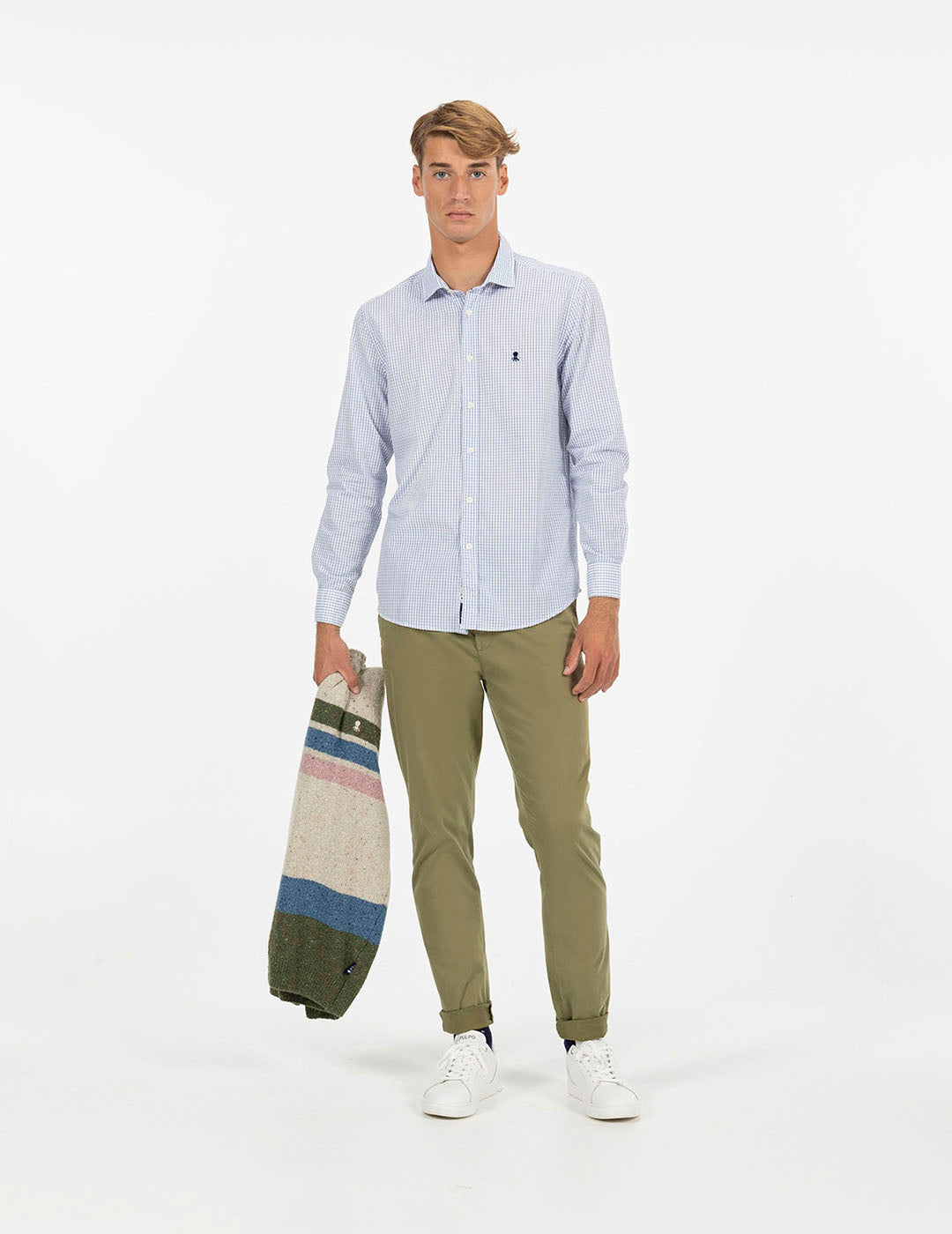 SIMPLE CHECK SHIRT COBALT BLUE POPLIN