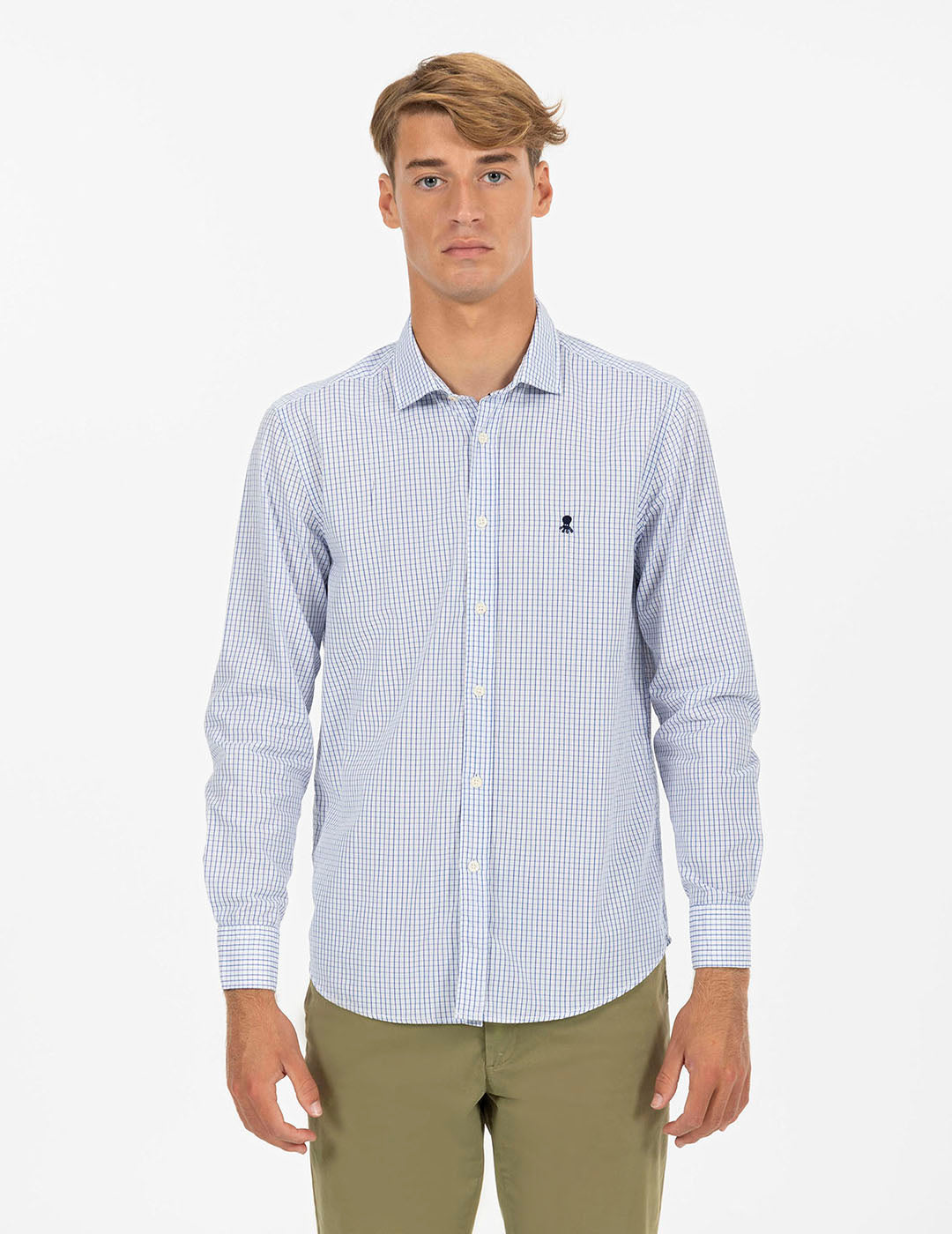 SIMPLE CHECK SHIRT COBALT BLUE POPLIN