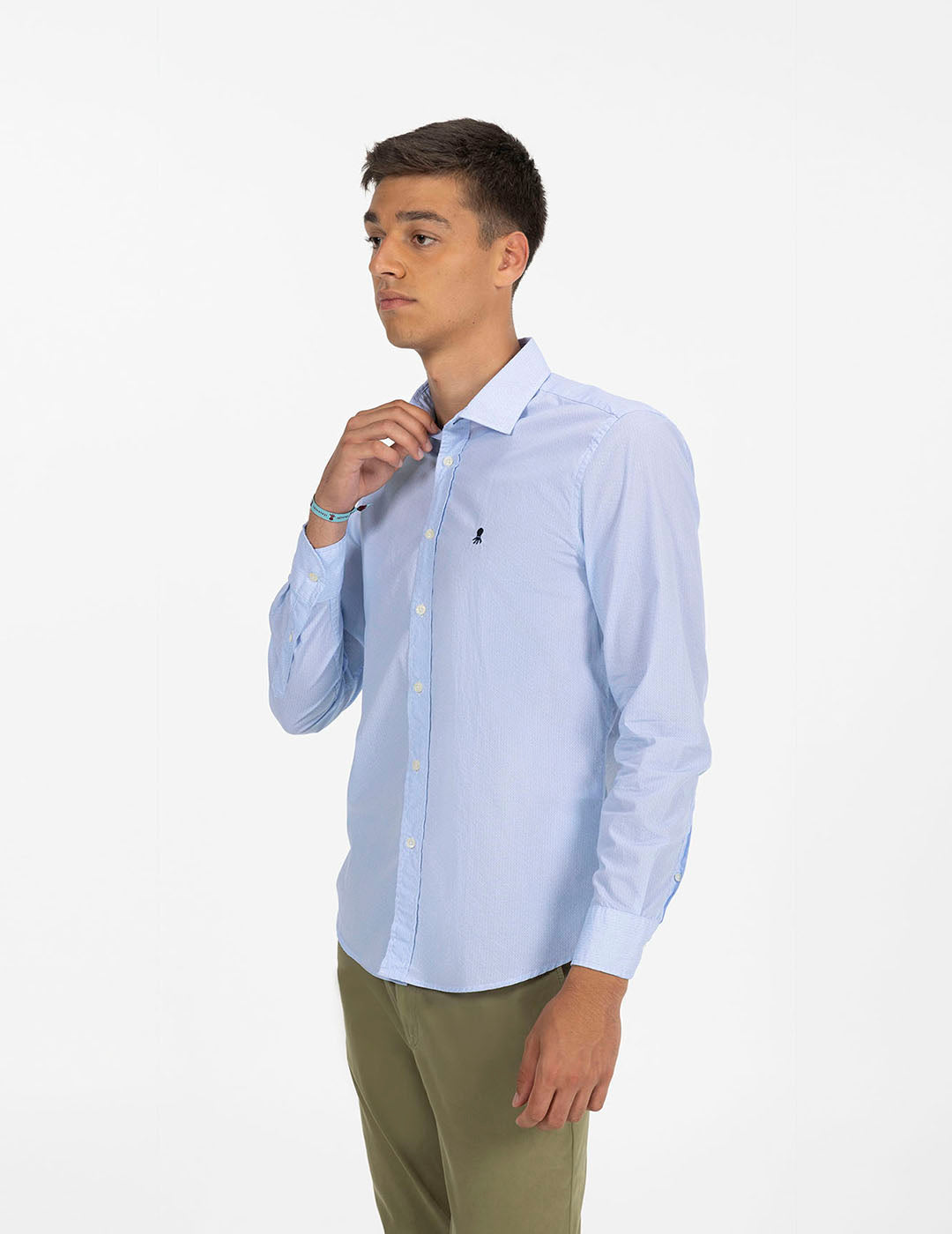 COBALT BLUE POPLIN MICRODRAWING SHIRT