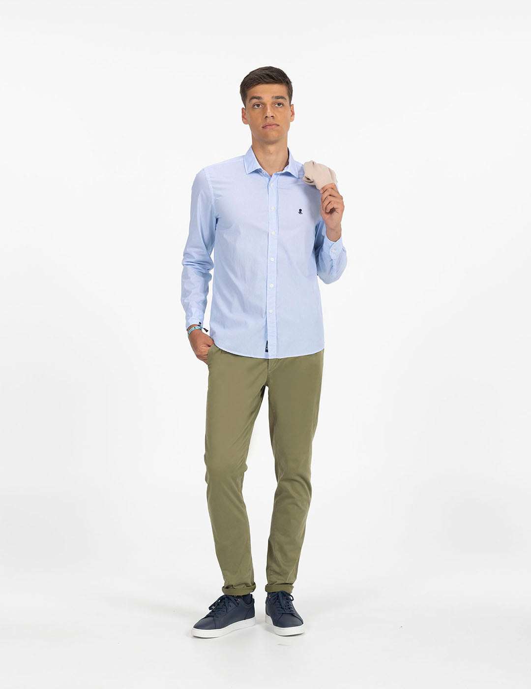 COBALT BLUE POPLIN MICRODRAWING SHIRT