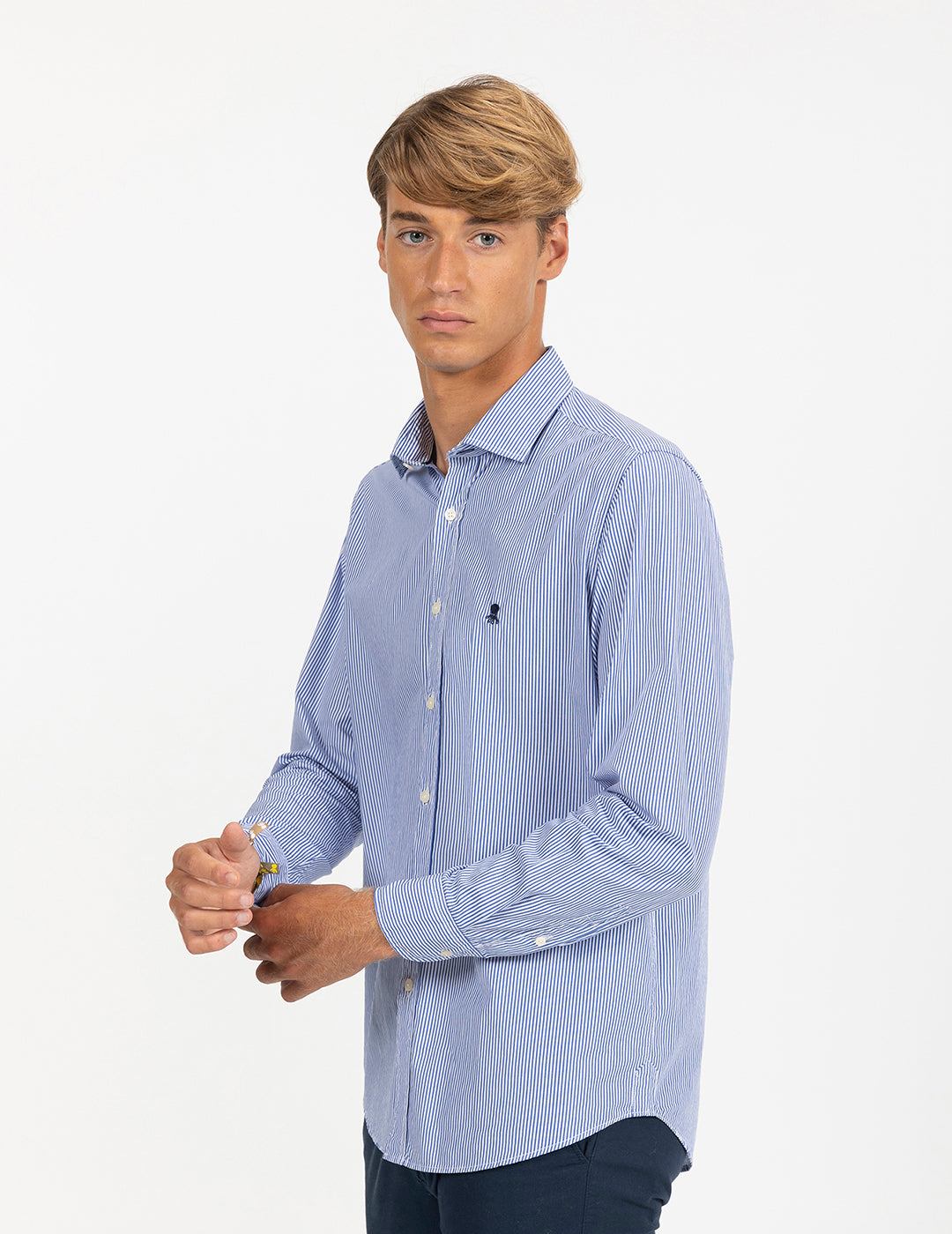 LOIRA ROYAL BLUE POPLIN STRIPED SHIRT