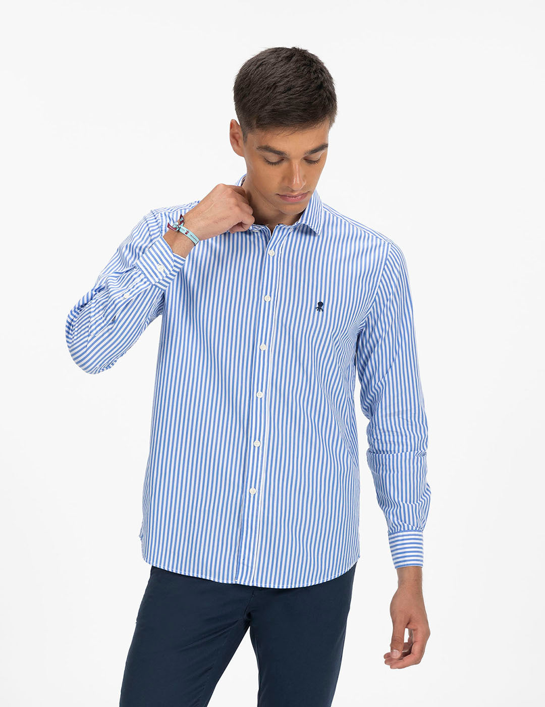 CAMISA RAYA ANCHA POPELÍN AZUL ROYAL