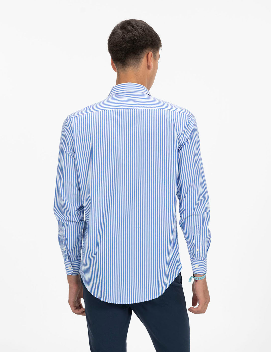 CAMISA RAYA ANCHA POPELÍN AZUL ROYAL