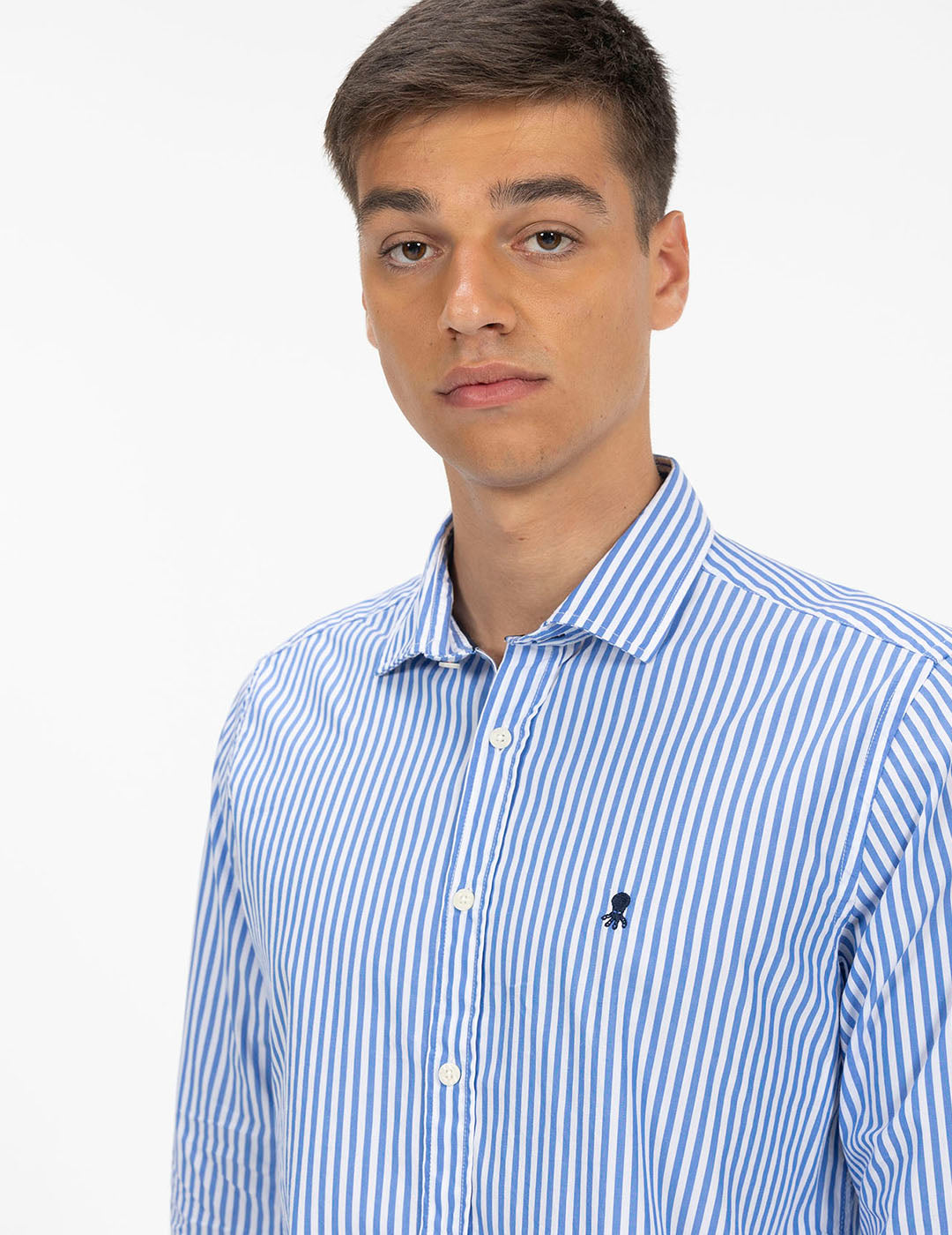 ROYAL BLUE POPLIN WIDE STRIPED SHIRT