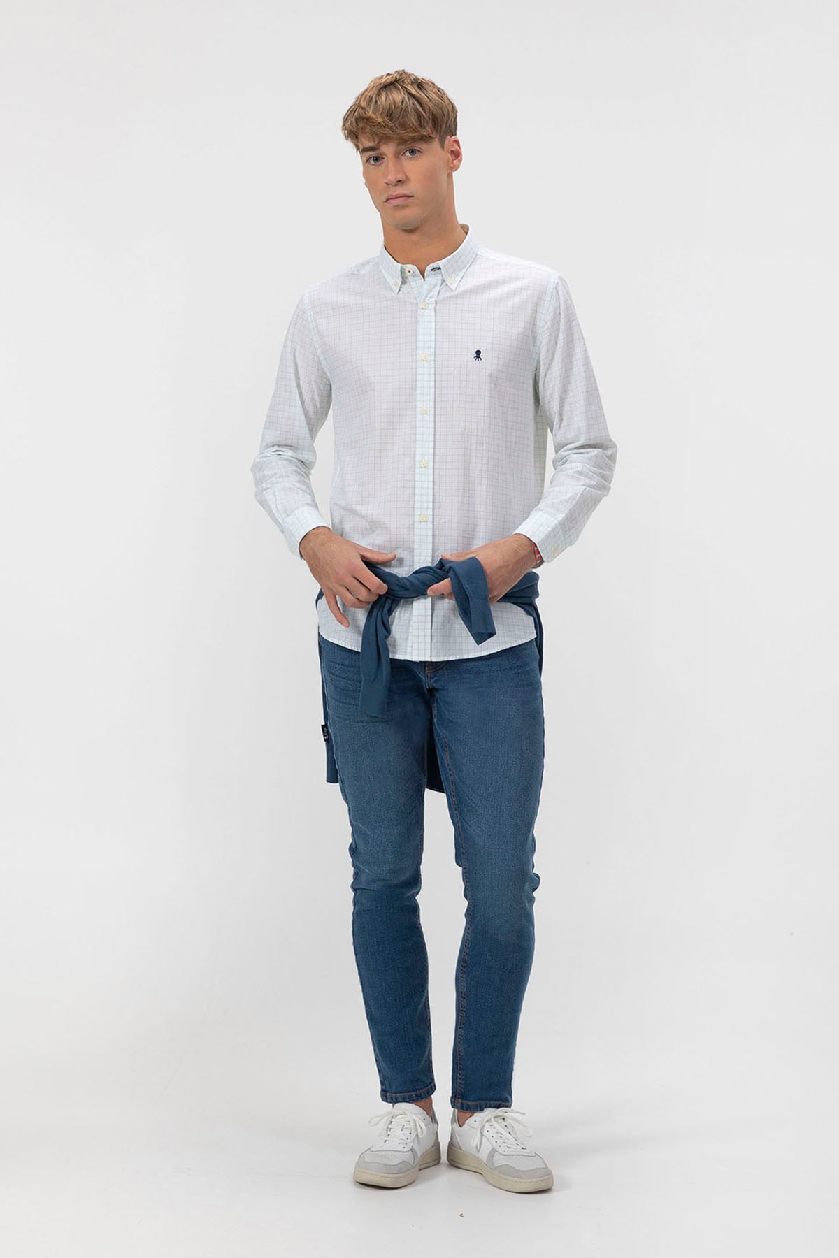 GREEN WINDOW CHECK POPLIN BUTTON COLLAR SHIRT