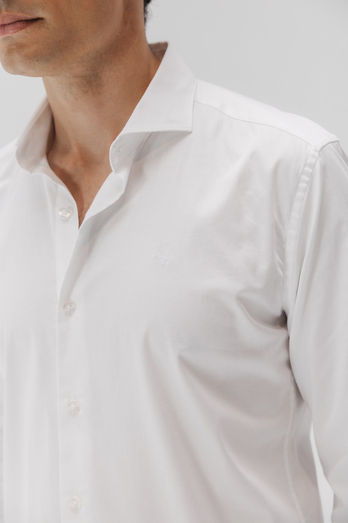 Camisa vestir popelín elástico blanco puro