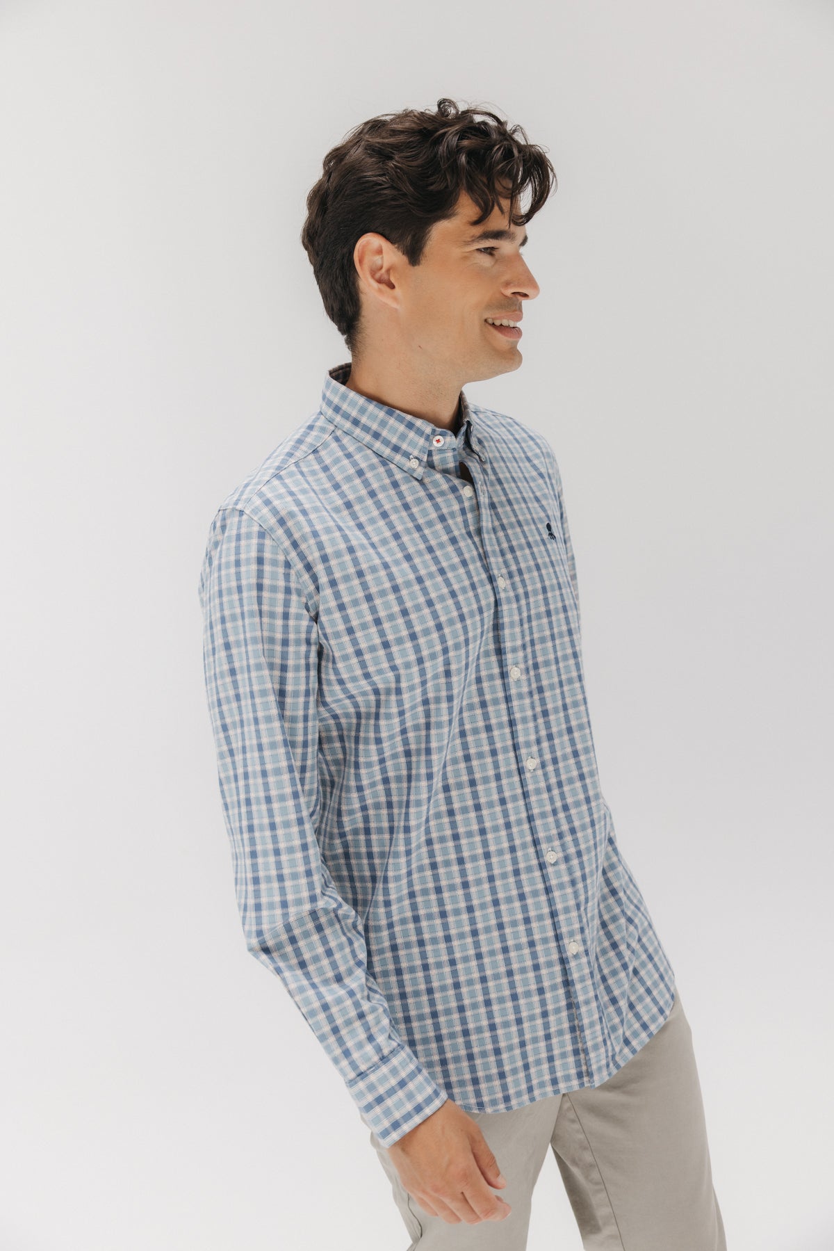 CAMISA CASUAL POPELÍN CUADRO MEZCLA AZUL MULTICOLOR