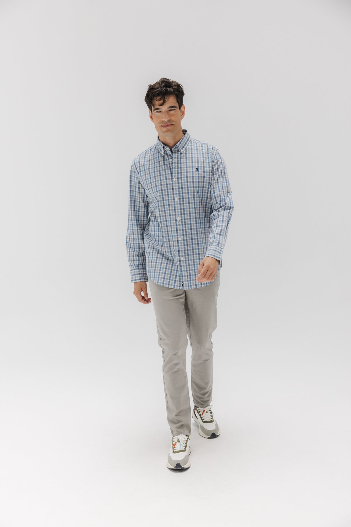CAMISA CASUAL POPELÍN CUADRO MEZCLA AZUL MULTICOLOR