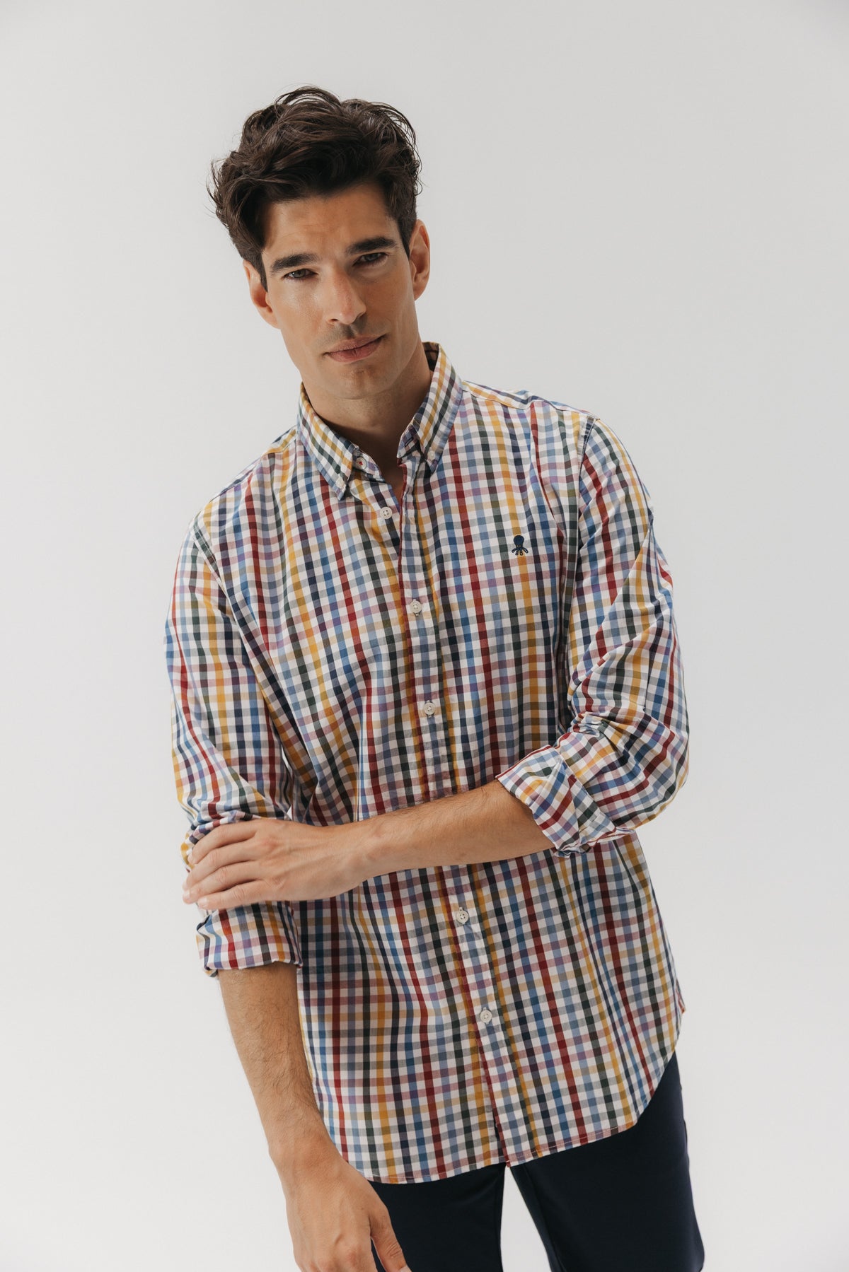CAMISA CASUAL POPELÍN CUADRO VICHY GRANDE MULTICOLOR