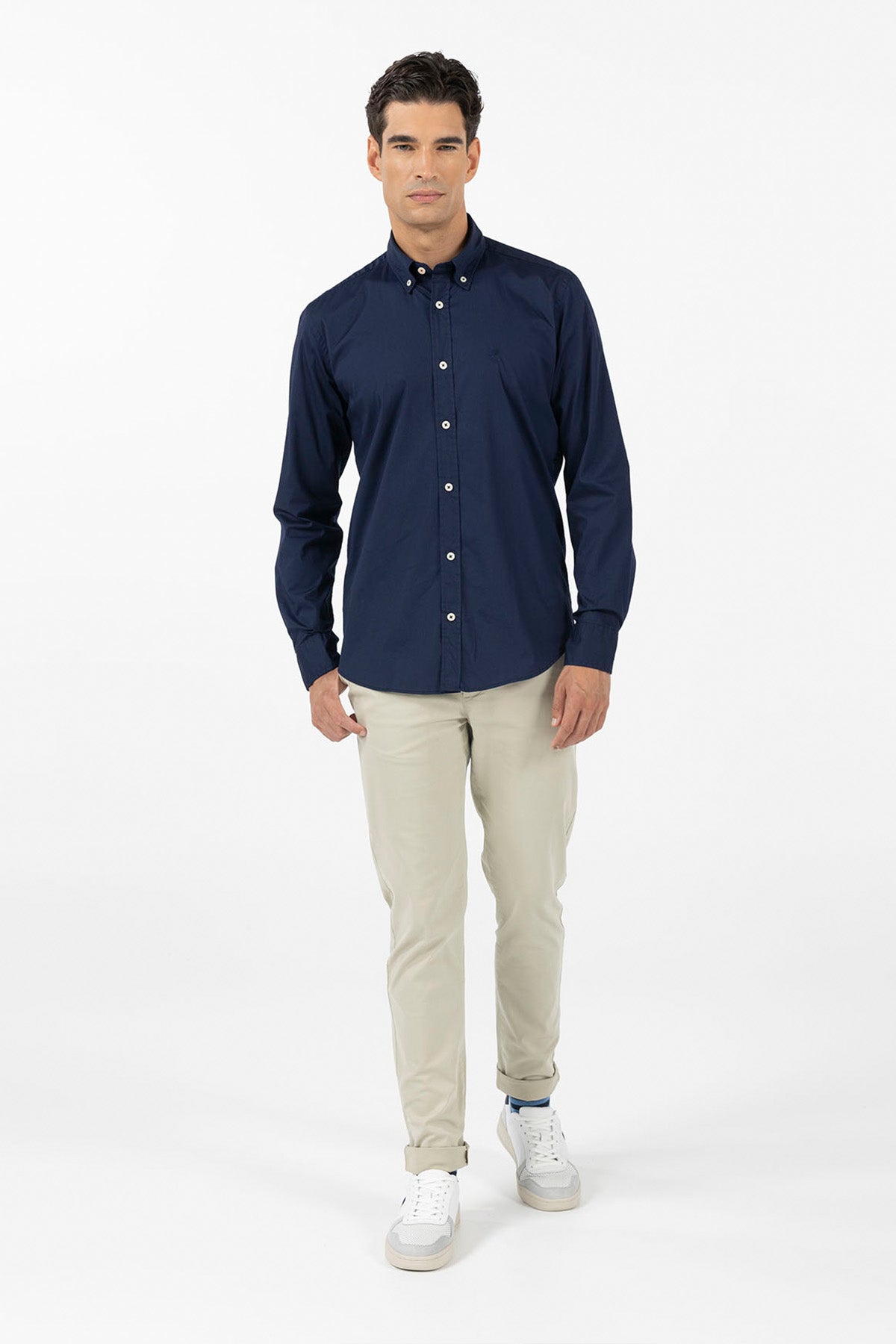 CAMISOLA BÁSICA AZUL MARINHO COM LOGOTIPO