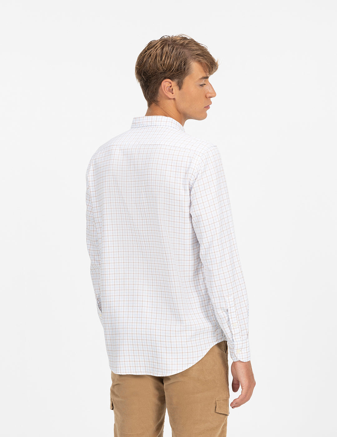 CAMISA CUADRO VENTANA BICOLOR OXFORD CAFÉ