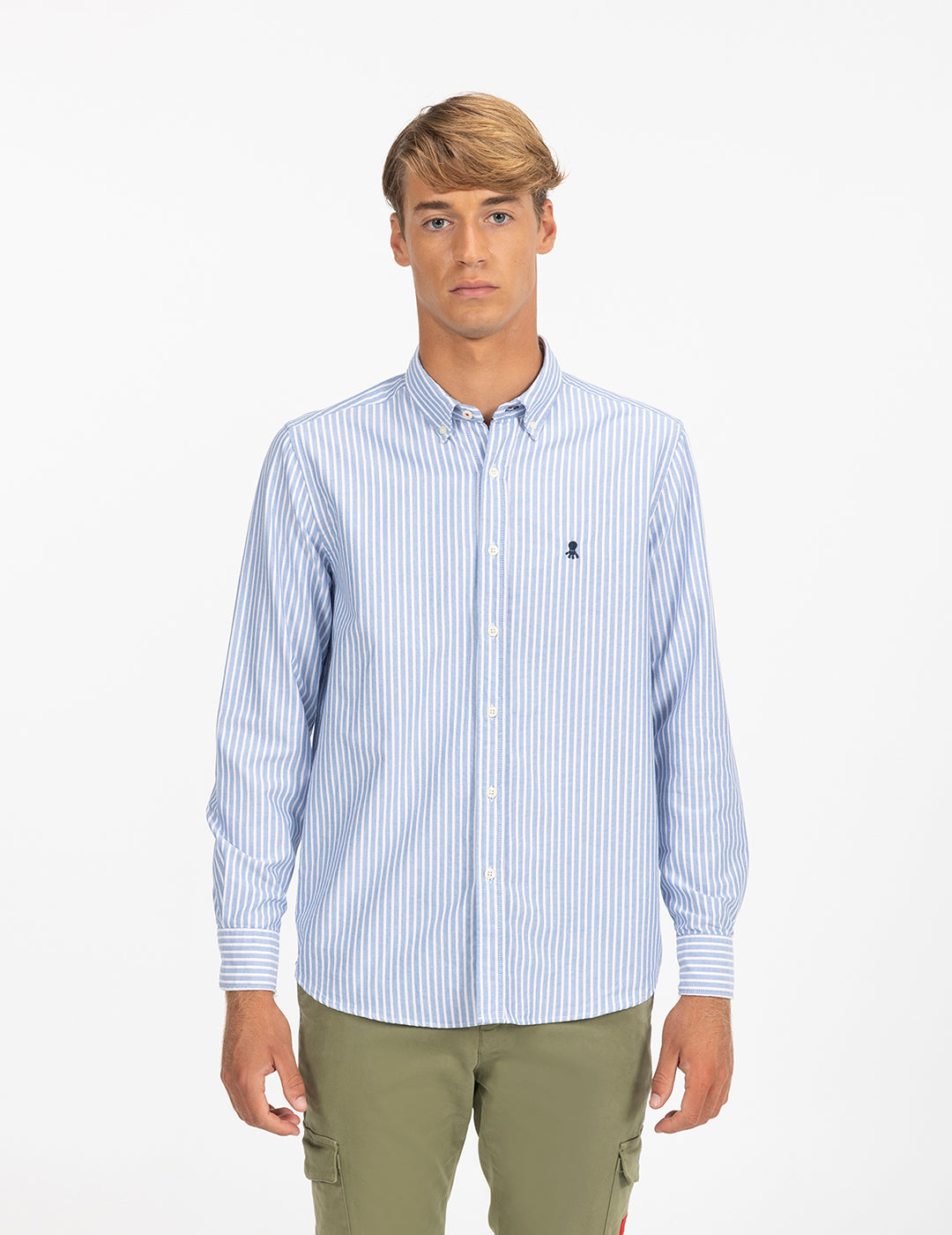 CAPRI BLUE OXFORD TRICOLOR STRIPE SHIRT