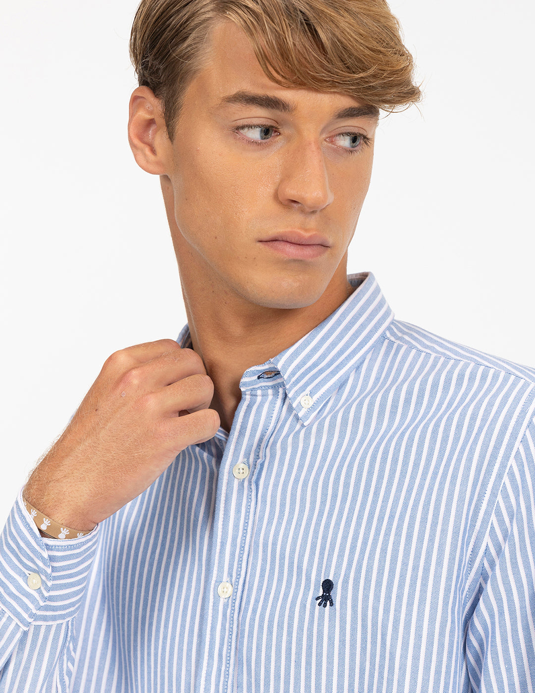 CAPRI BLUE OXFORD TRICOLOR STRIPE SHIRT