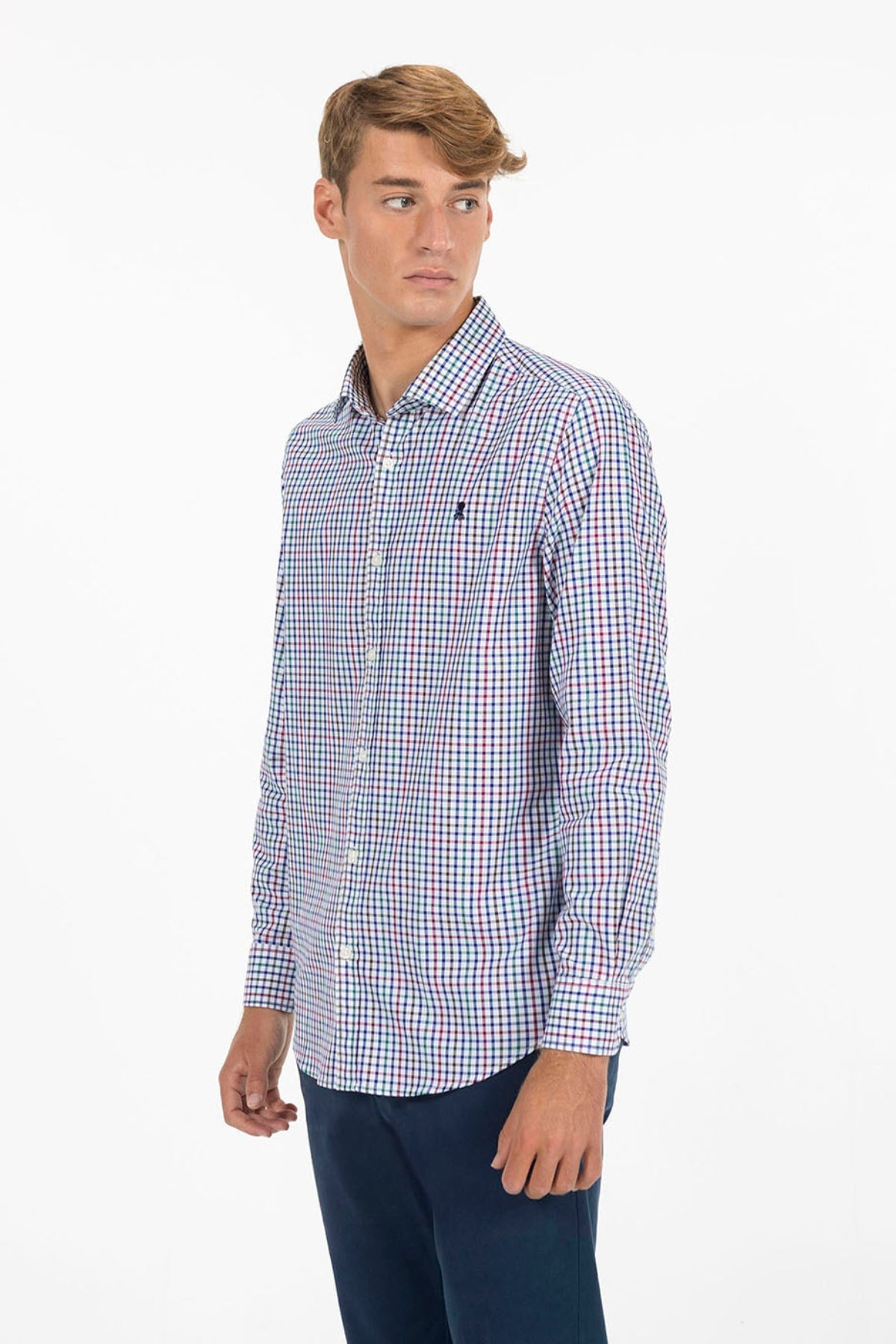CAMISA CUADROS VICHY COLORES OXFORD AZUL COBALTO