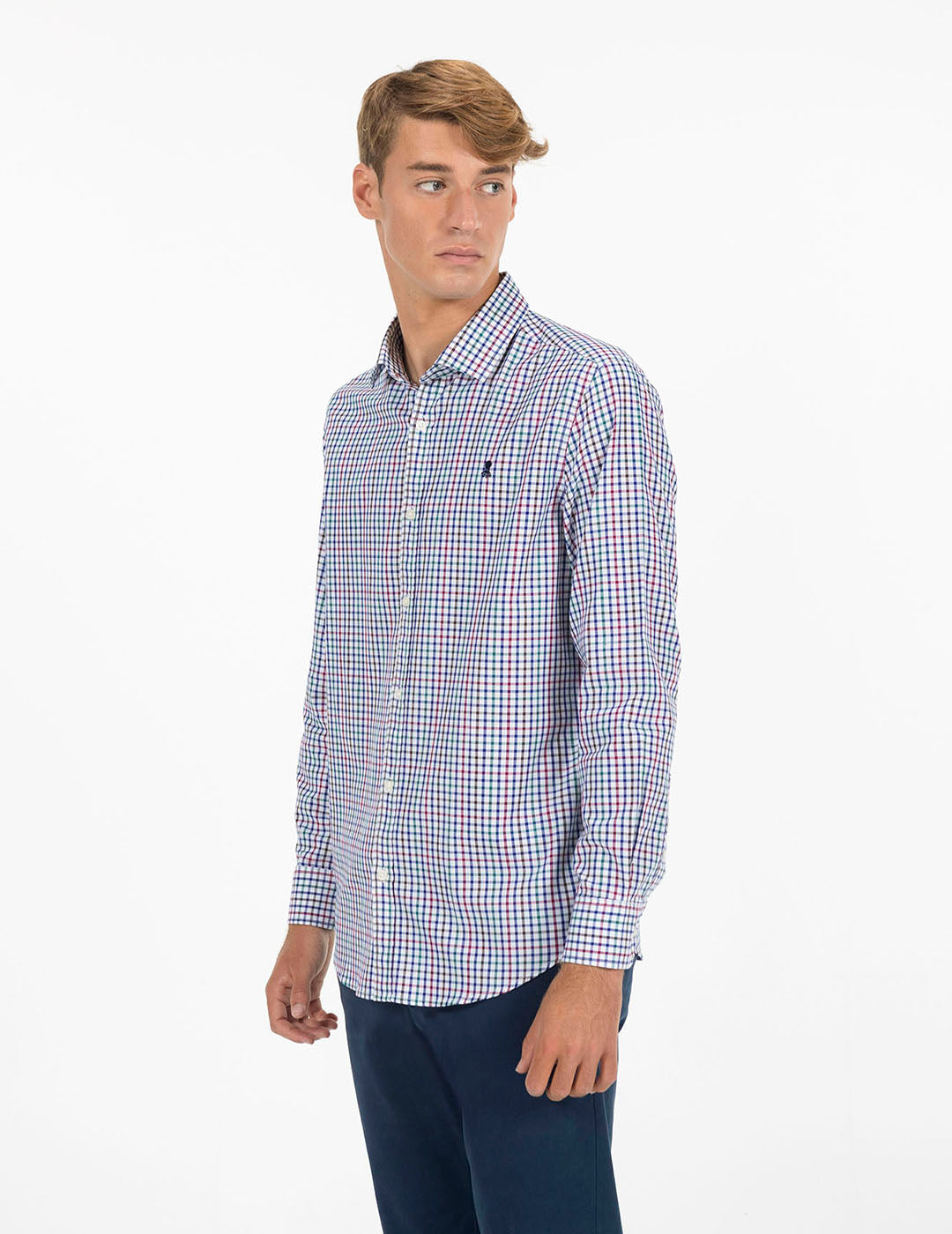 COBALT BLUE OXFORD VICHY CHECK SHIRT