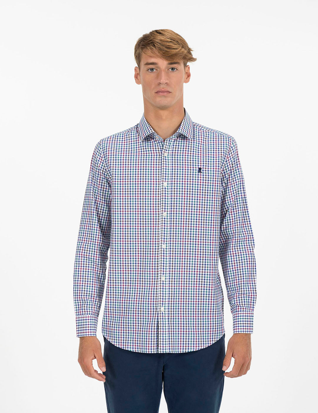 COBALT BLUE OXFORD VICHY CHECK SHIRT