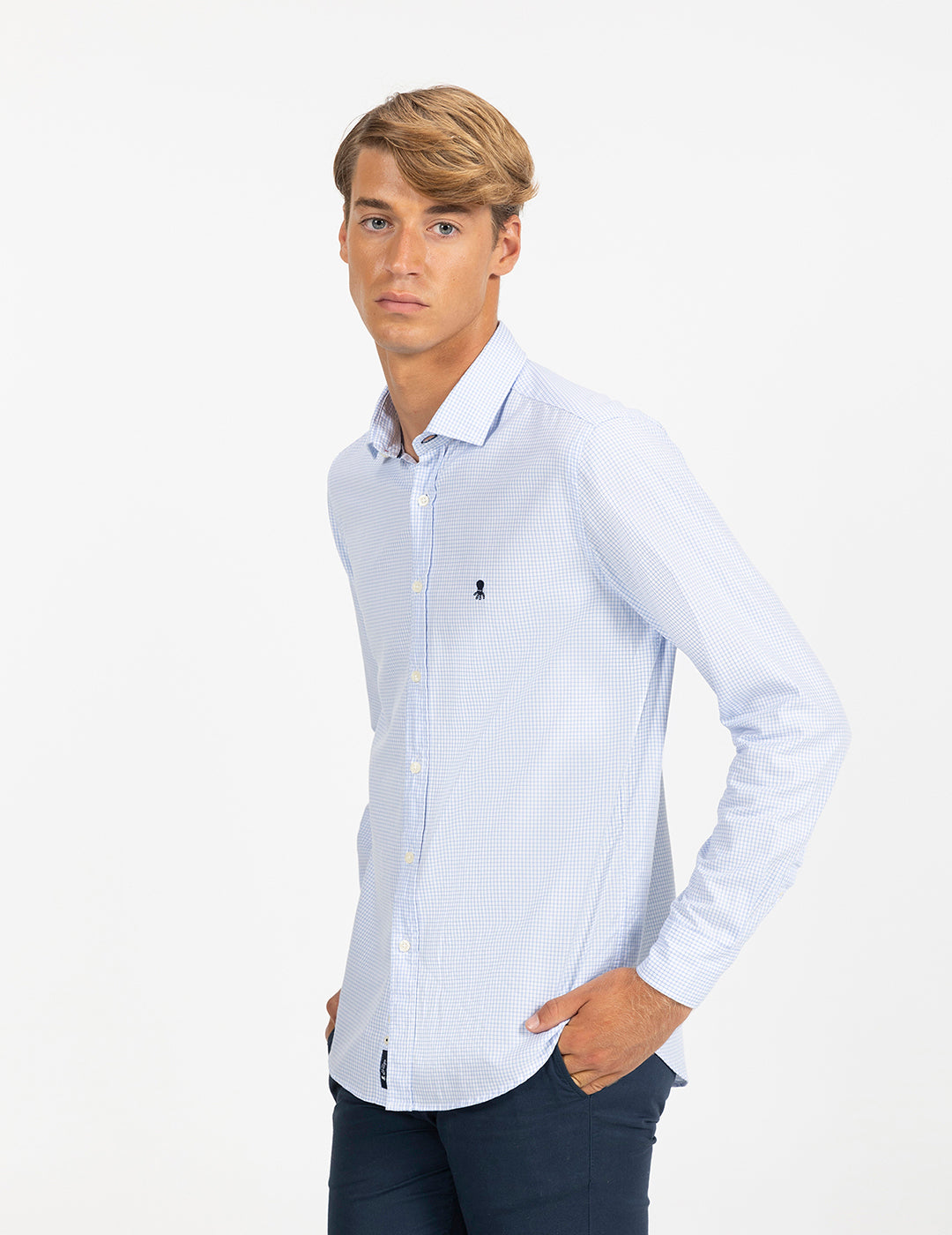 CAMISA CUADROS NILO OXFORD AZUL CELESTE