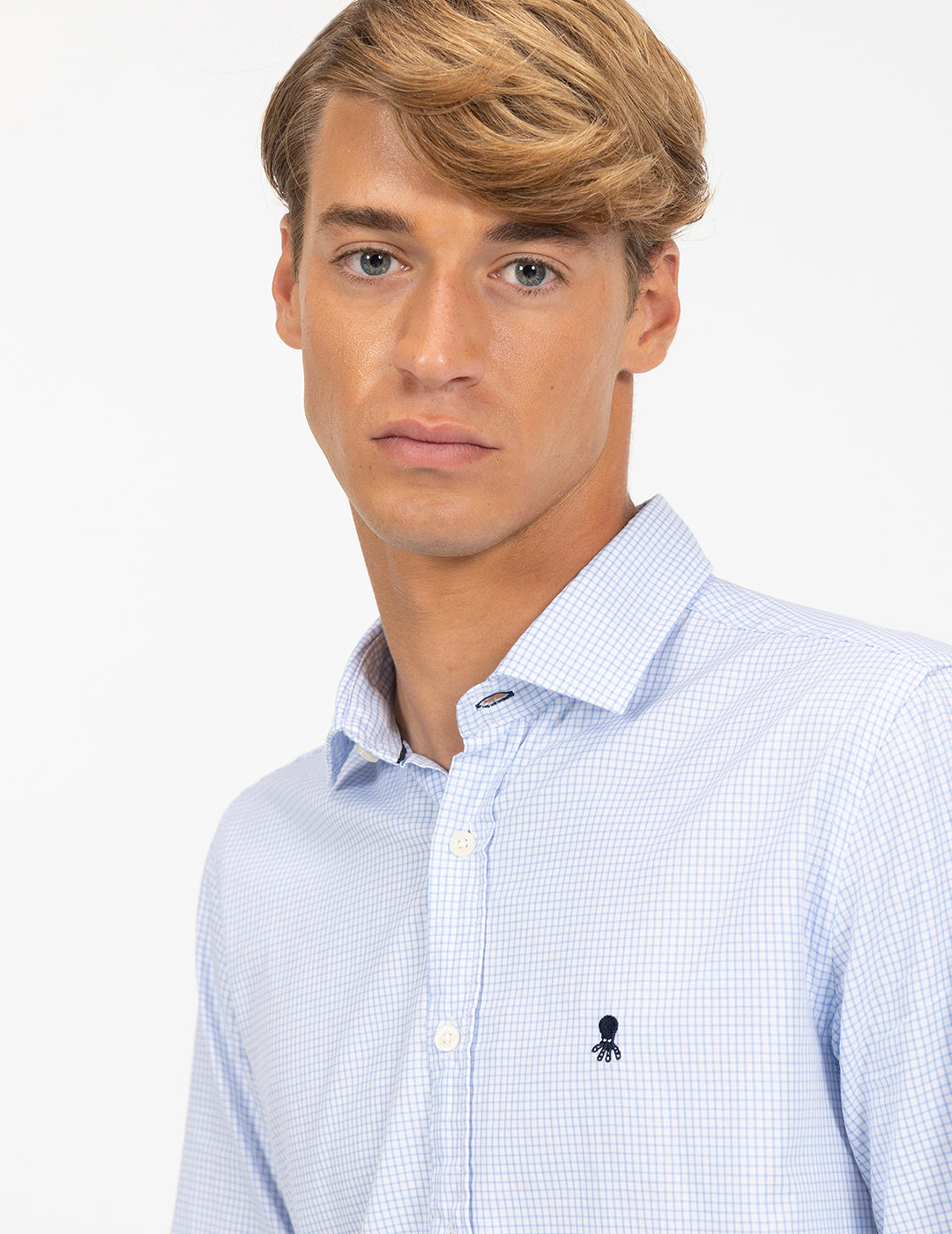 CAMISA CUADROS NILO OXFORD AZUL CELESTE