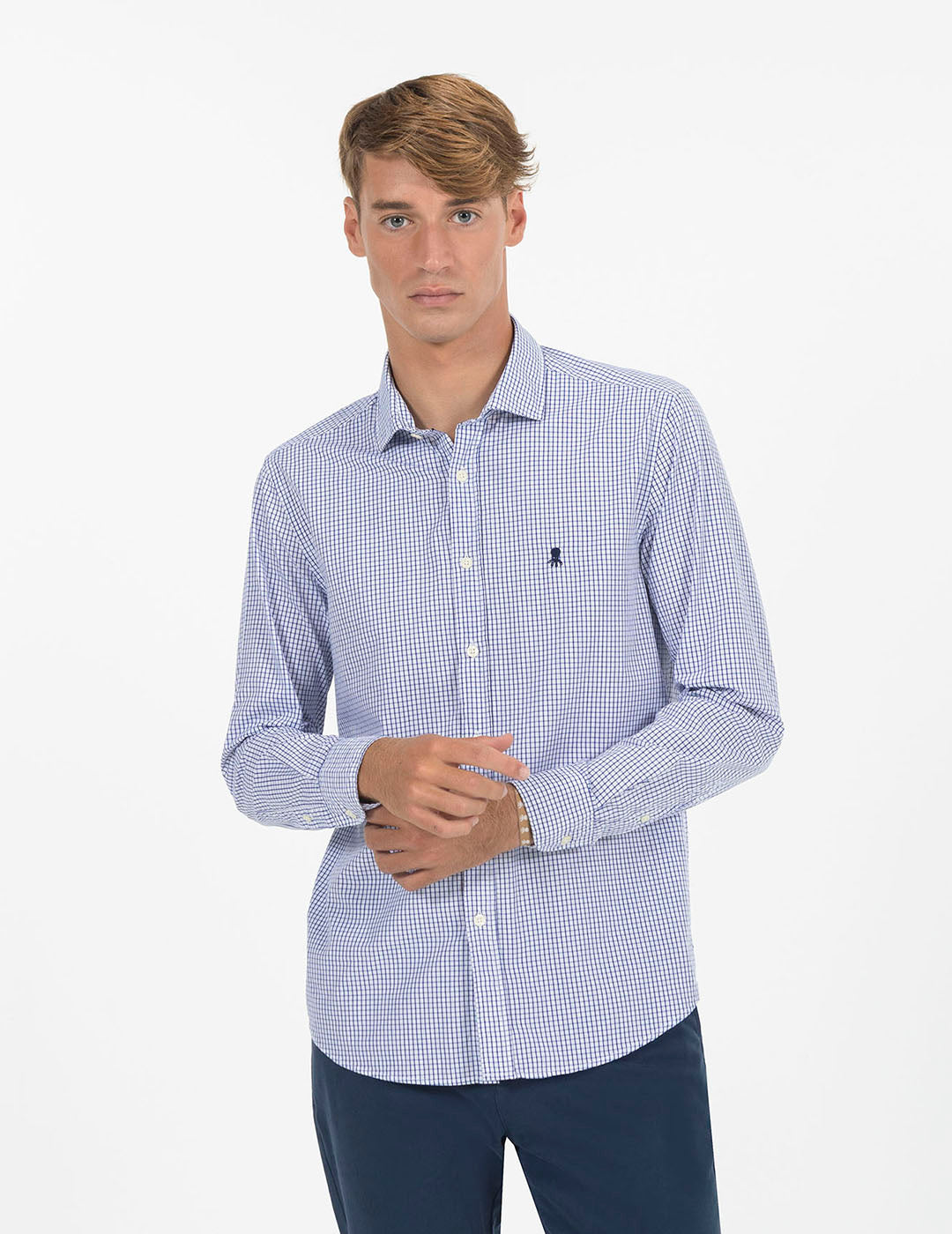 OBI OXFORD CHECK SHIRT NAVY BLUE