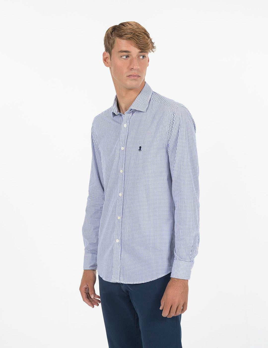 OBI OXFORD CHECK SHIRT NAVY BLUE