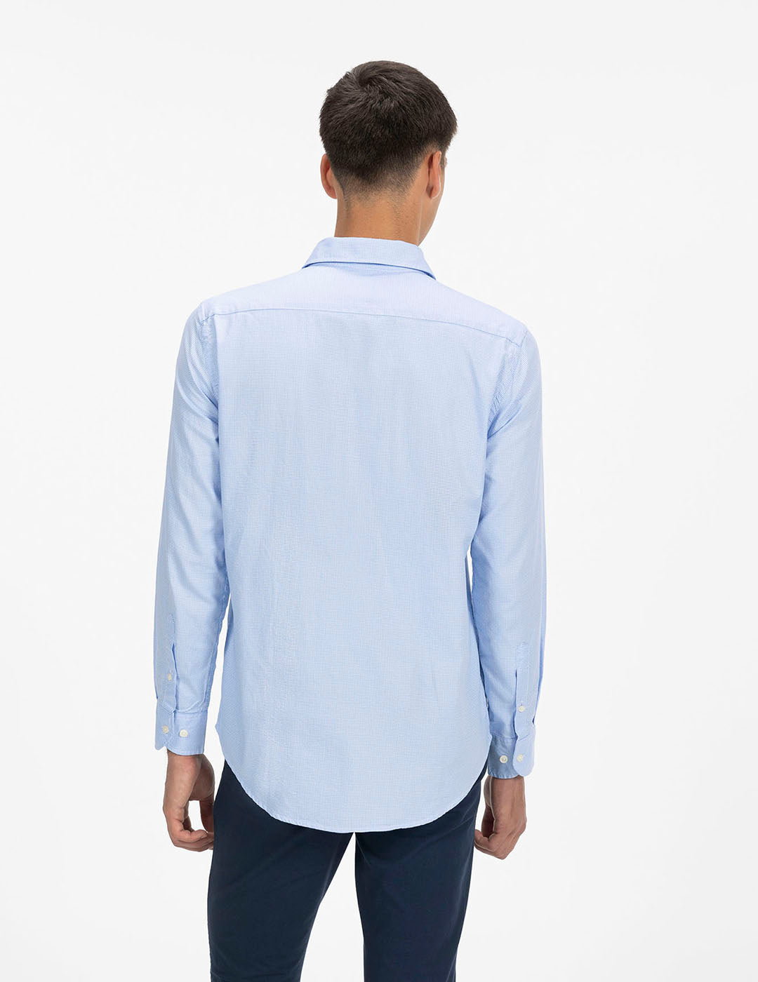 SKY BLUE OXFORD HOUNDSTOOTH SHIRT