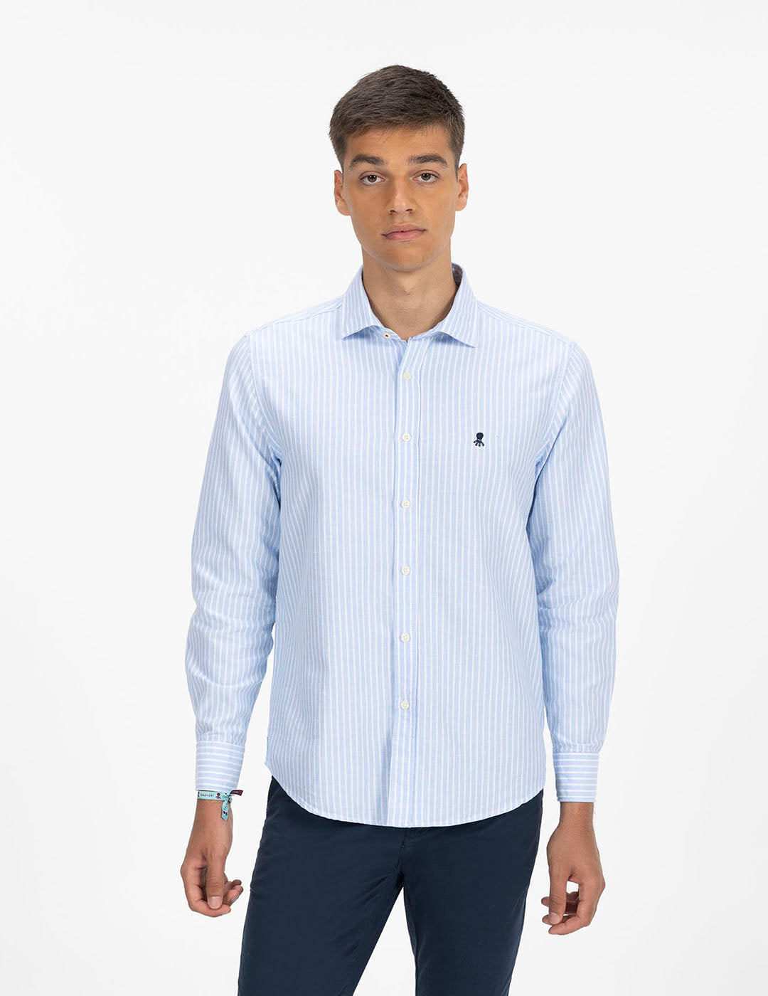 KENAI OXFORD WIDE STRIPE SHIRT CAPRI BLUE