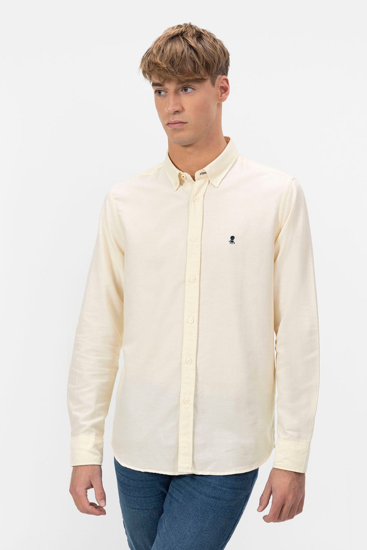 MEDIUM YELLOW OXFORD BUTTON-UP COLLAR SHIRT