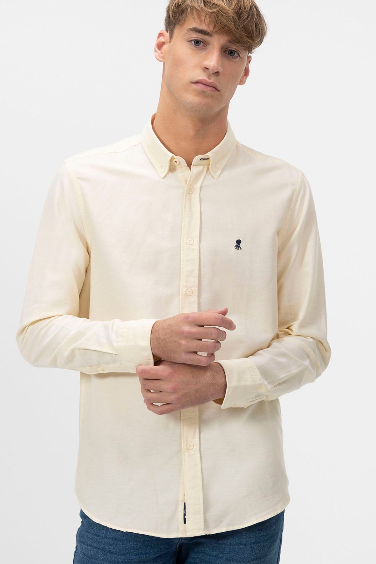 MEDIUM YELLOW OXFORD BUTTON-UP COLLAR SHIRT