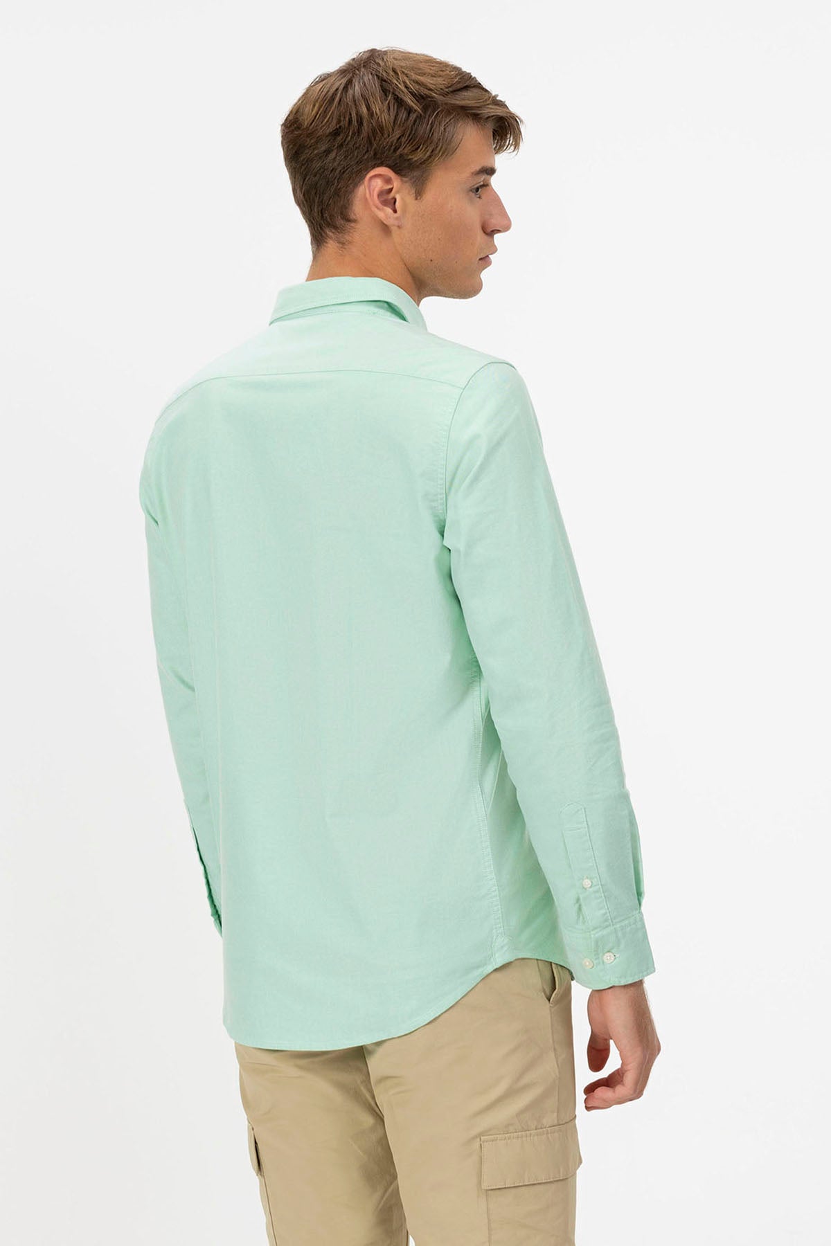 GREEN OXFORD BUTTON-UP COLLAR SHIRT