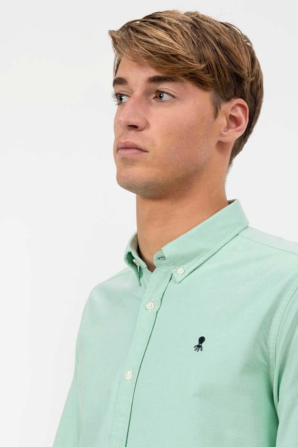 GREEN OXFORD BUTTON-UP COLLAR SHIRT