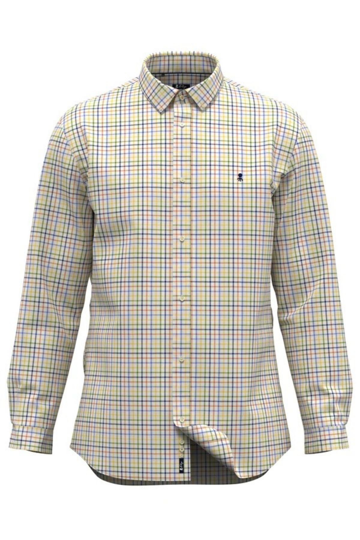 CAMISA CUELLO BOTÓN OXFORD CUADROS MULTICOLOR