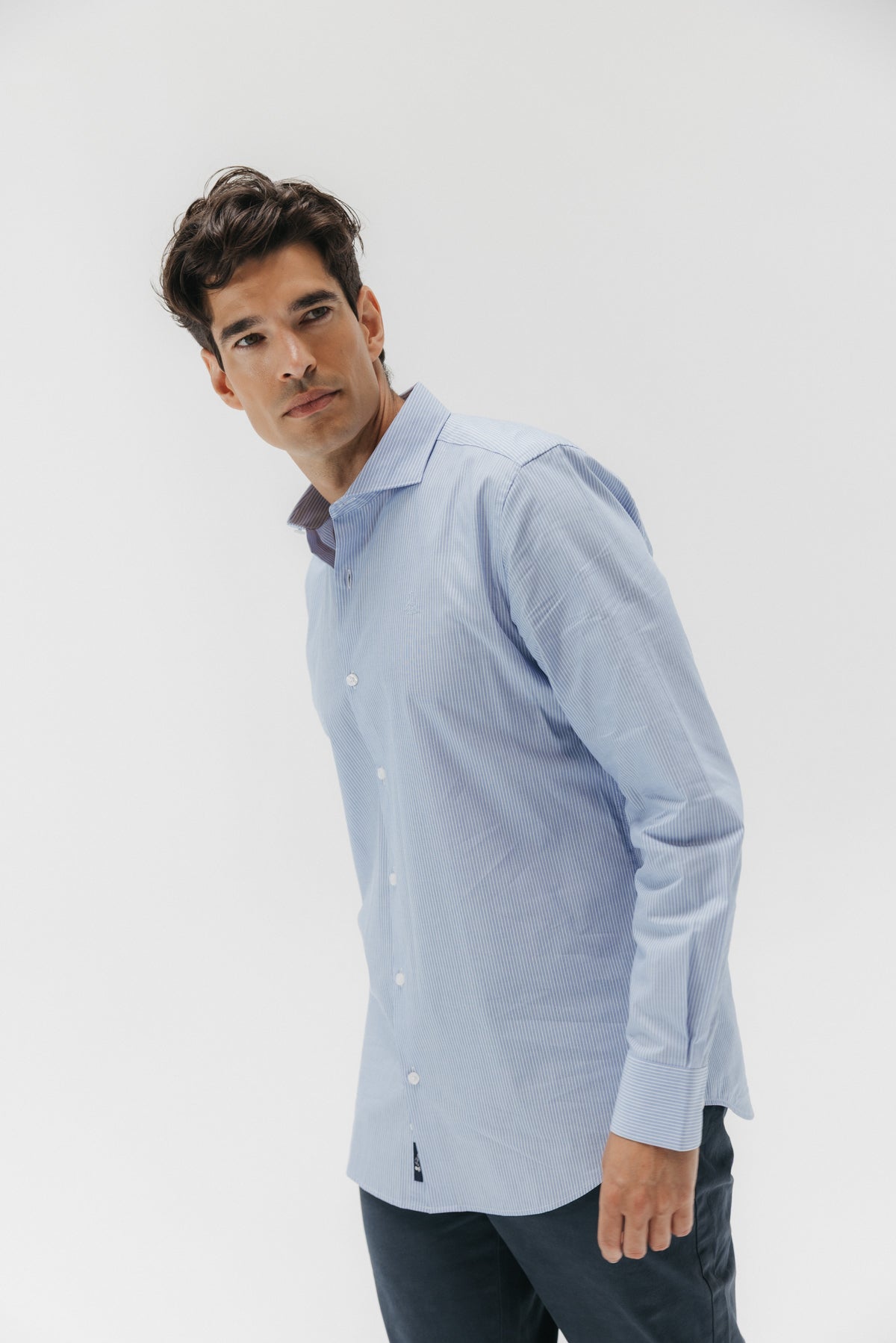 CAMISA SEMIVESTIR OXFORD RAYA AZUL CELESTE
