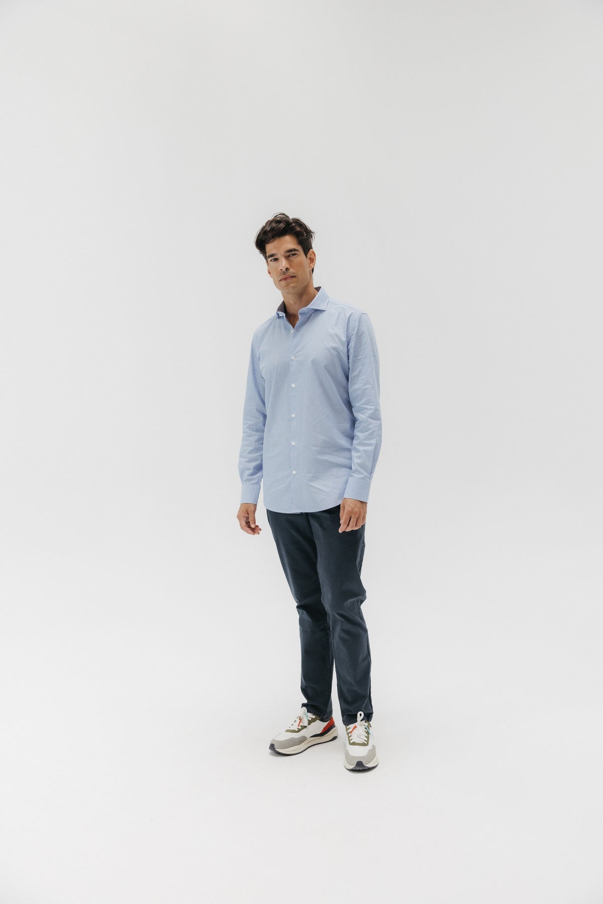CAMISA SEMIVESTIR OXFORD RAYA AZUL CELESTE