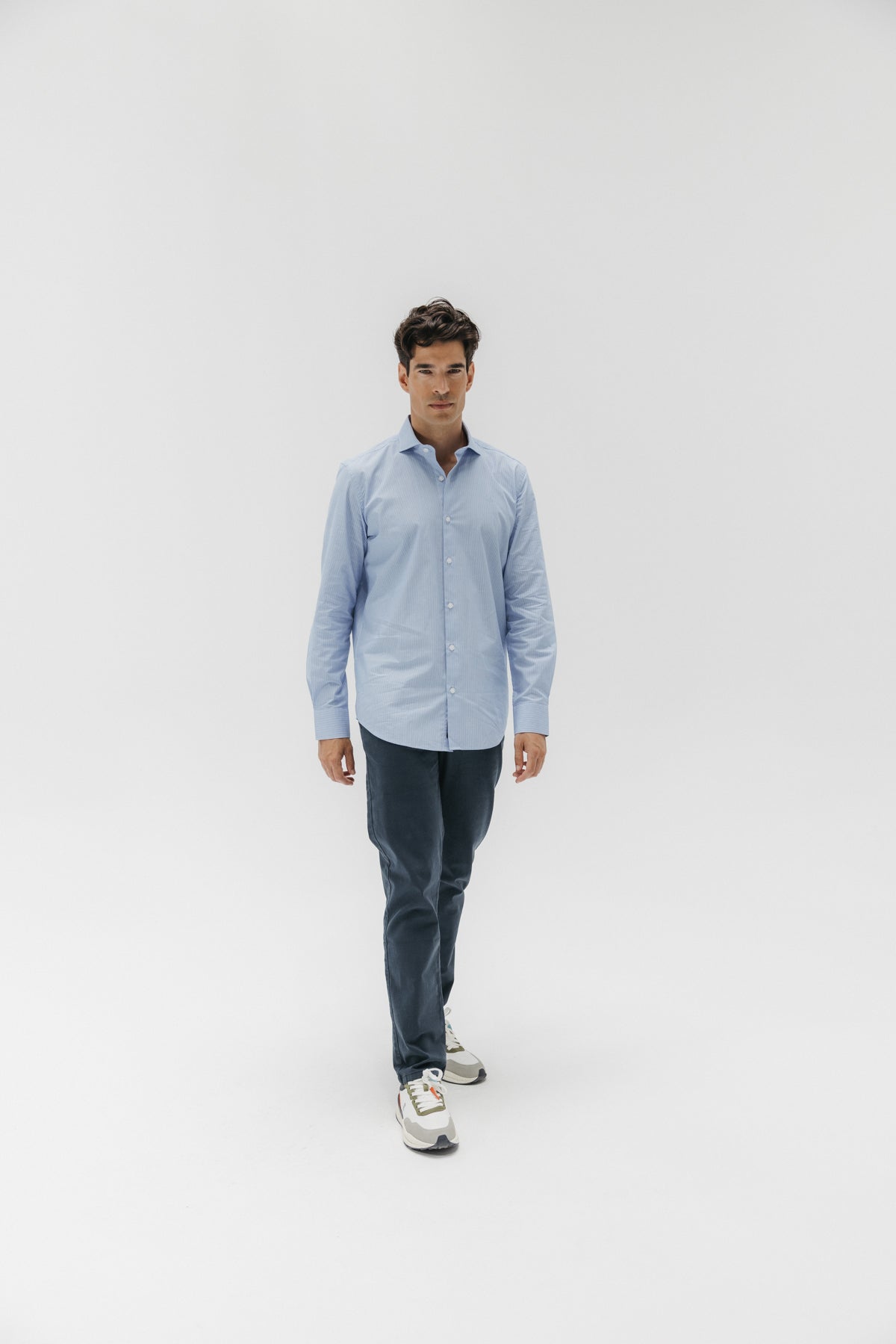 CAMISA SEMIVESTIR OXFORD RAYA AZUL CELESTE