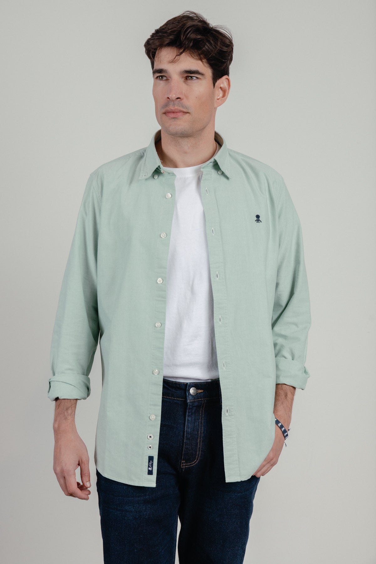 Camisa casual oxford verde campo