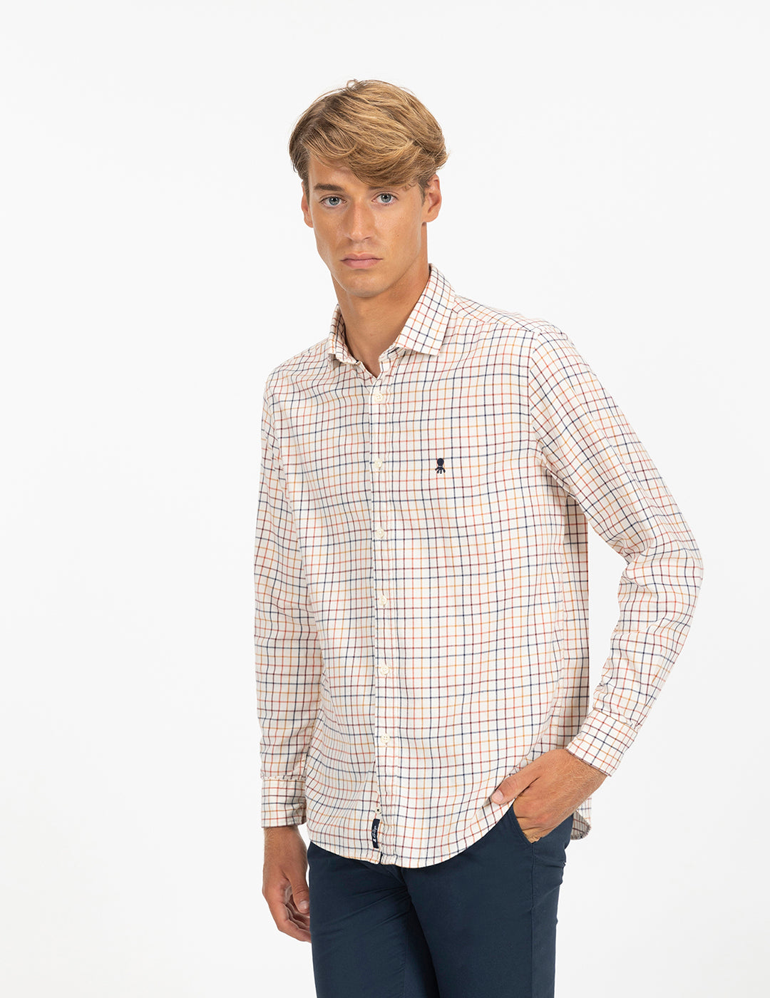 VIYELA MUSTARD COLORED CHECKS SHIRT