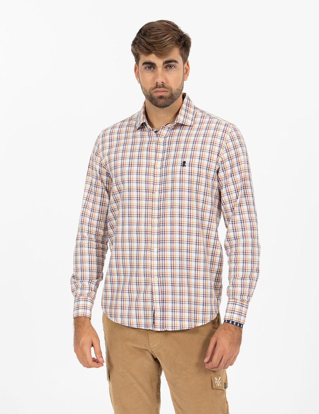 VIYELA WINE CROSSED CHECK SHIRT