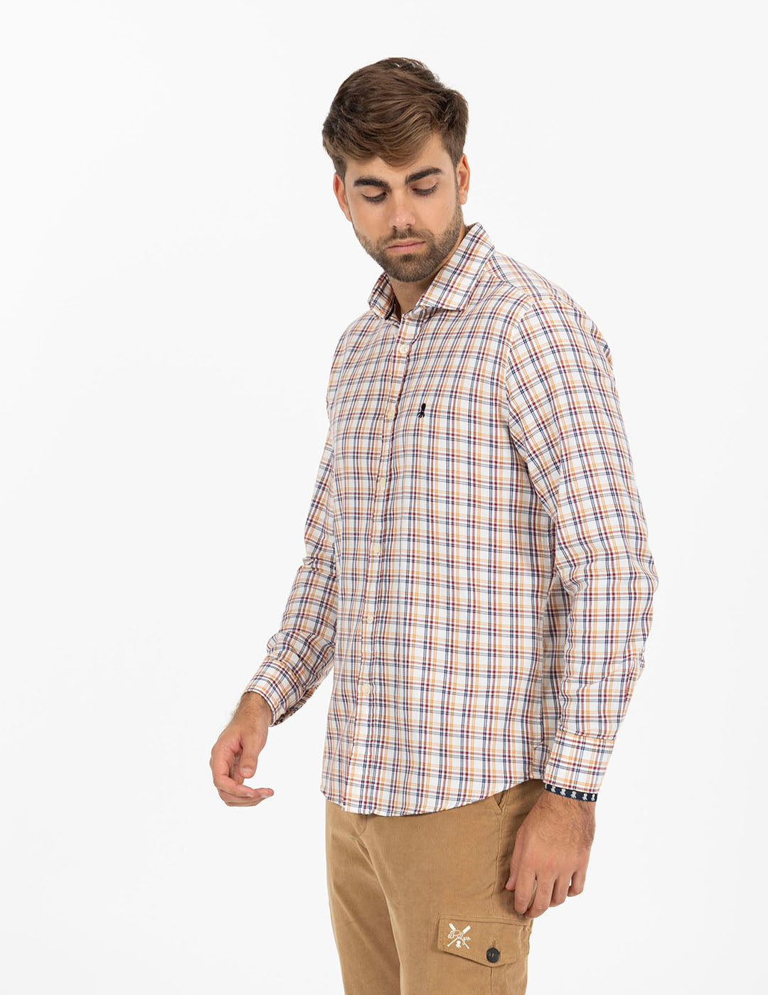 VIYELA WINE CROSSED CHECK SHIRT