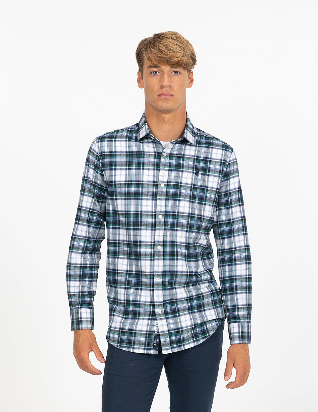 DANUBIO VIYELA NAVY BLUE CHECKED SHIRT