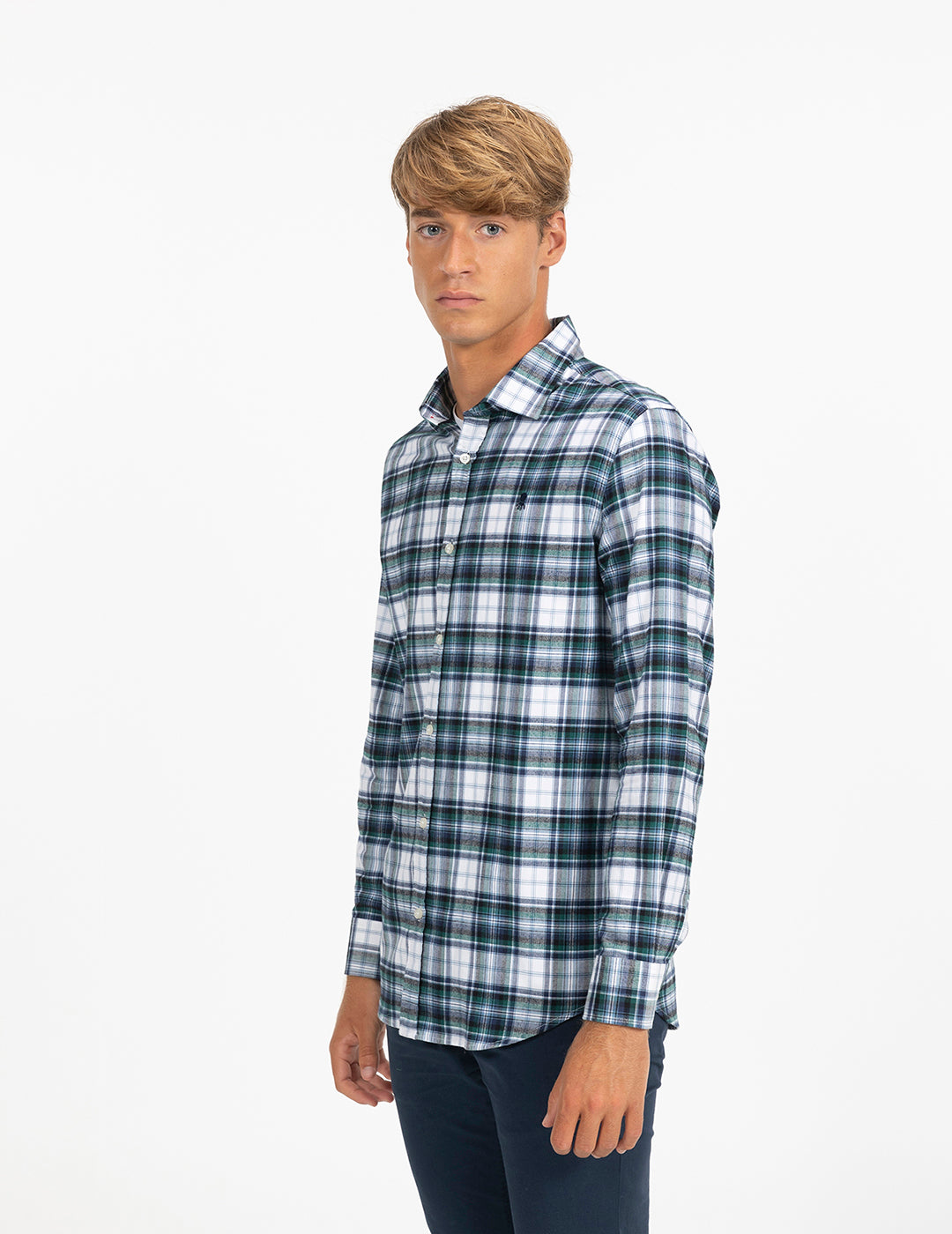 DANUBIO VIYELA NAVY BLUE CHECKED SHIRT