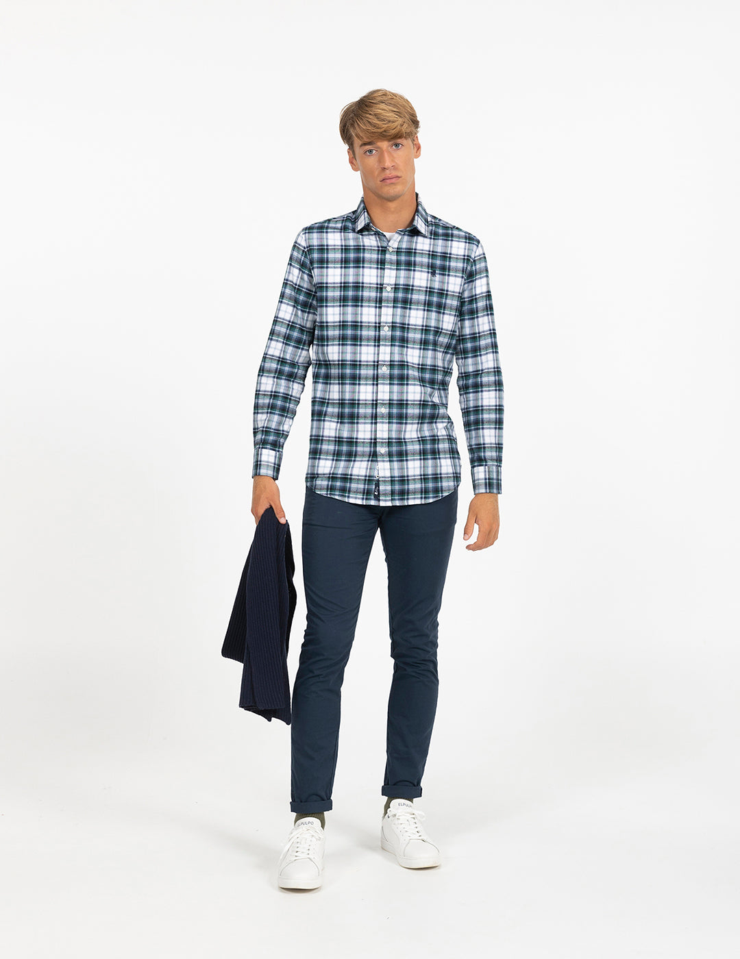 DANUBIO VIYELA NAVY BLUE CHECKED SHIRT