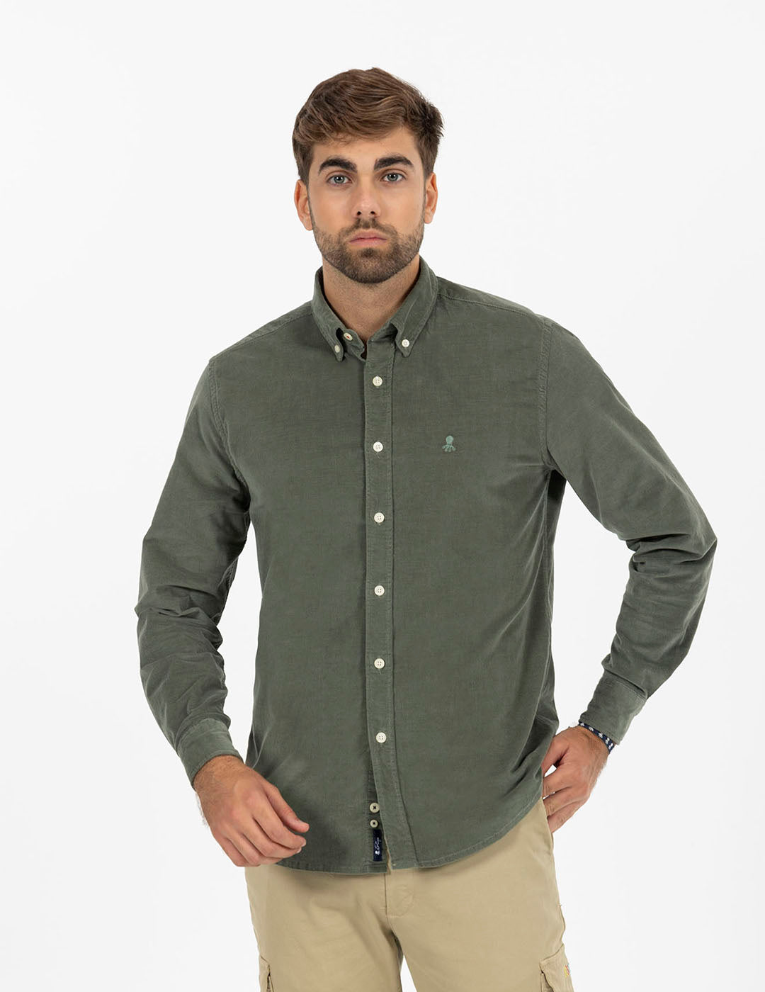 CAMISA MICROPANA A TONO VERDE MILITAR